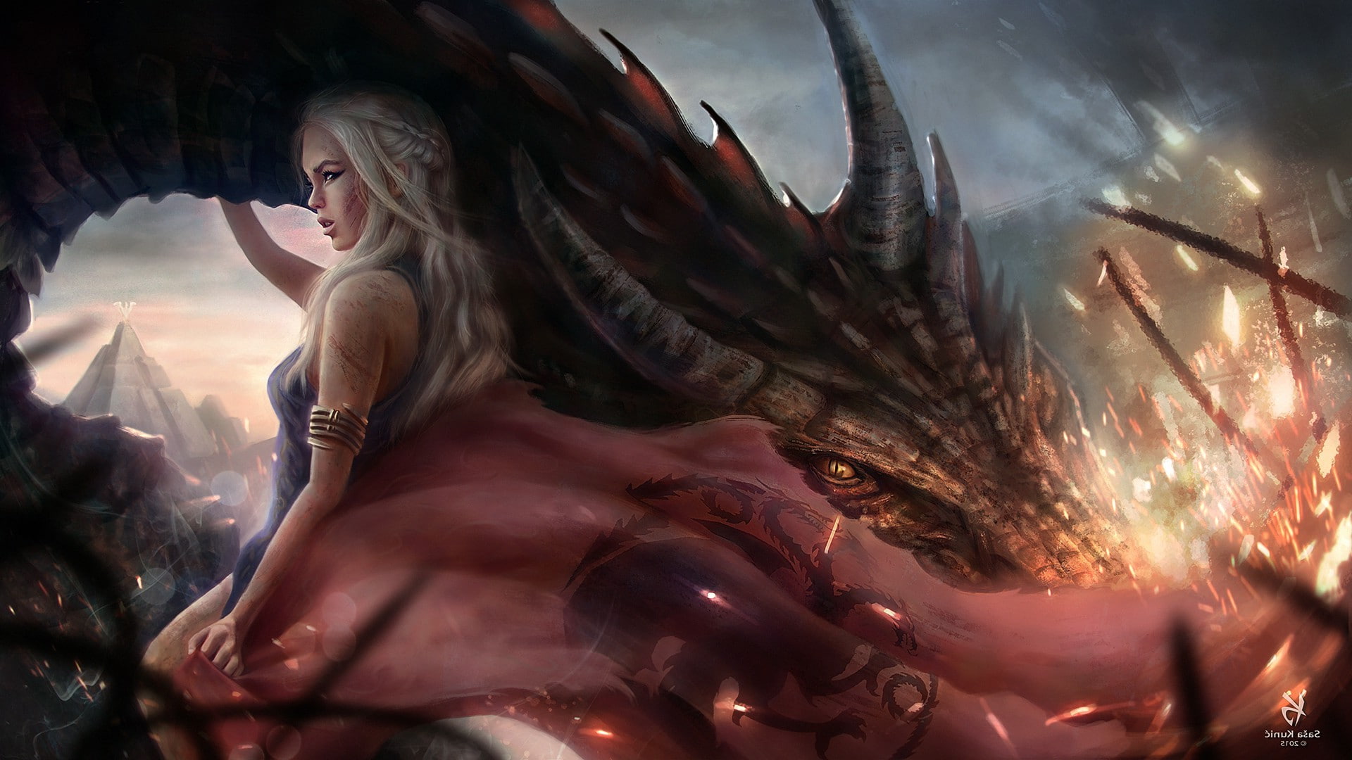 positive emotion, fantasy, religion, women, beauty, art and craft, game of thrones daenerys targaryen dragon house targaryen artwork fantasy art, arts culture and entertainment, HD Wallpaper