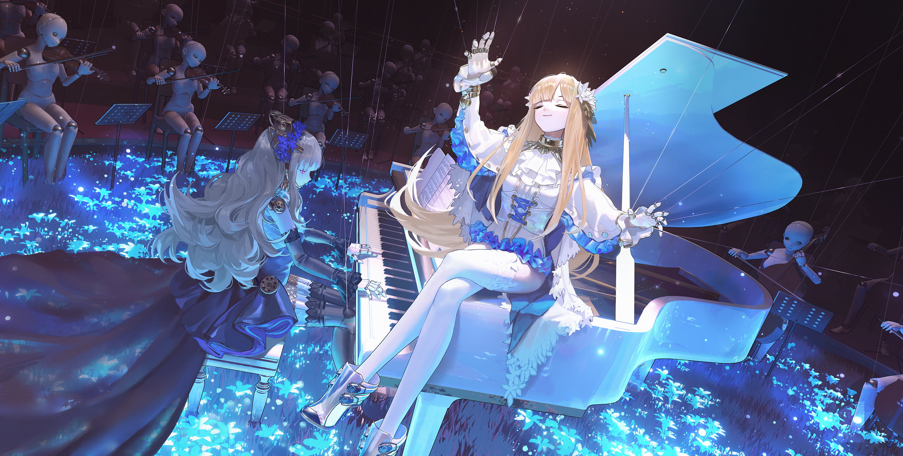 anime, anime girls, piano, kirino ttk, 2K, HD Wallpaper