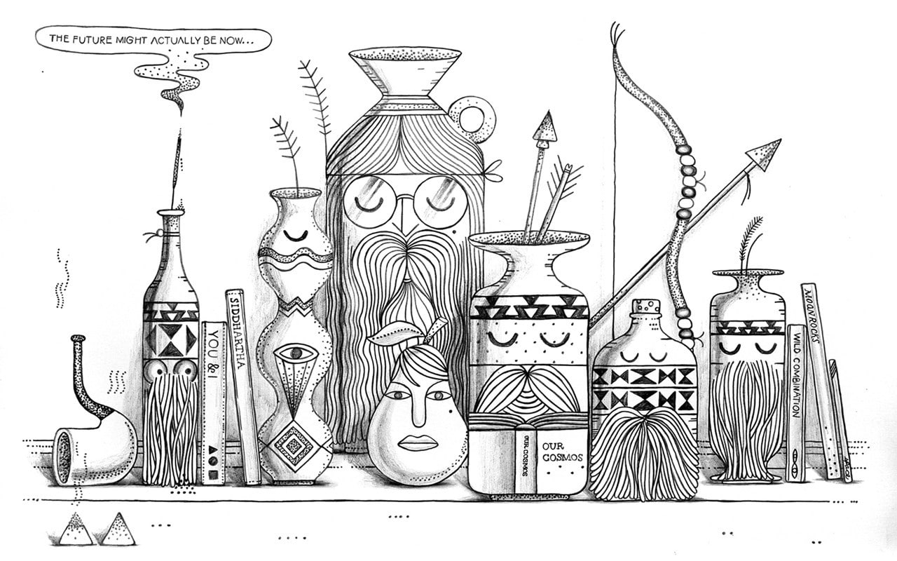 digital art minimalism white background monochrome drawing vases pipes books fruit pears moustache bows arrows quote artwork eyes geometry, 720P, HD Wallpaper