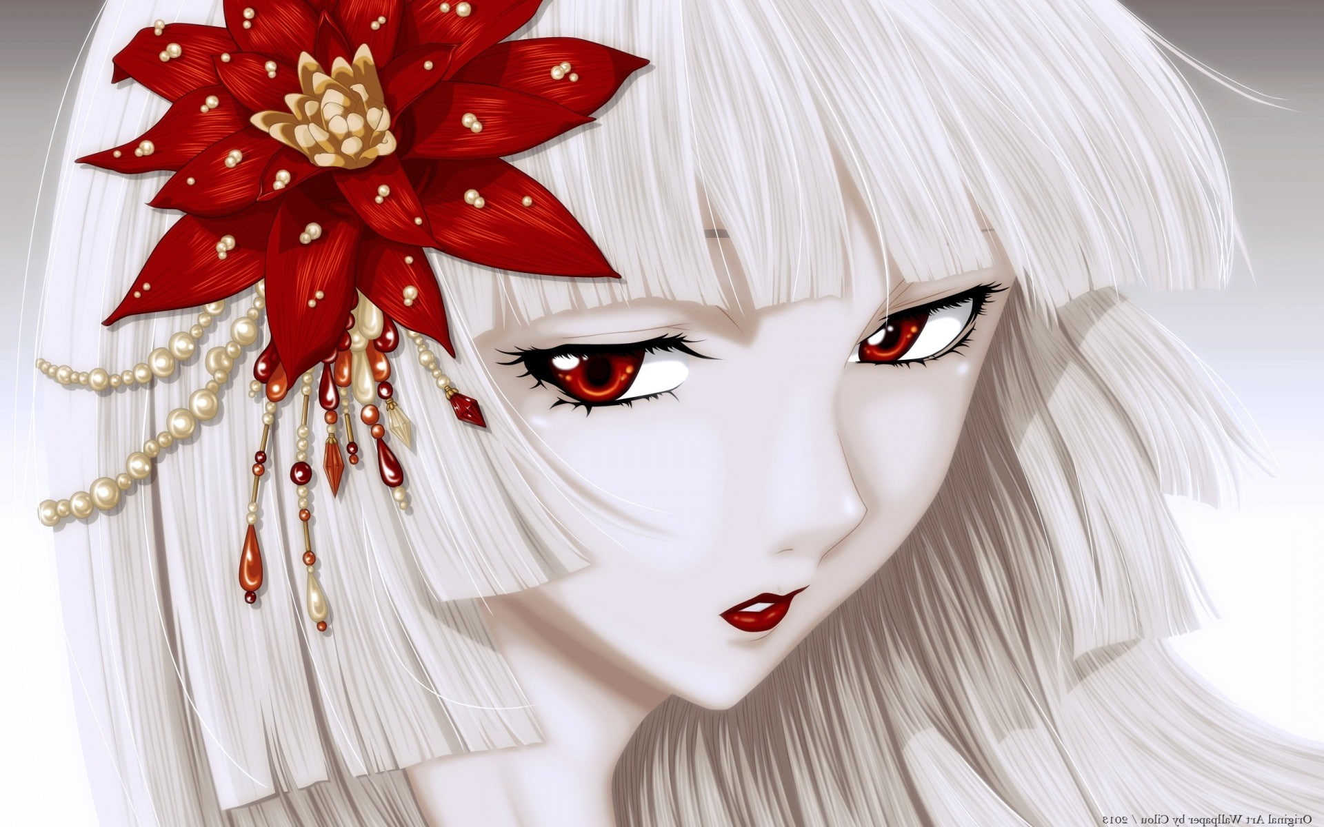 human face, glamour, hair, adult, 1080P, beautiful woman, lipstick, women, make-up, beauty, anime ichihara yuuko xxxholic, portrait, red, headshot, body part, HD Wallpaper