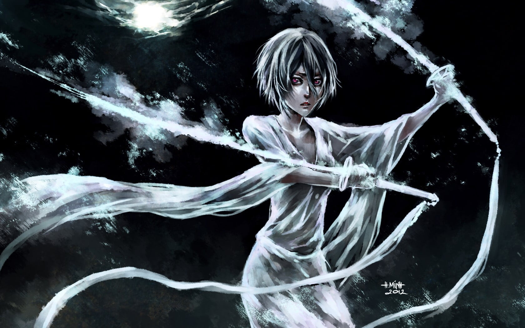 Kuchiki Rukia, 720P, real people, beauty, black background, adult, artwork, front view, NanFe , hairstyle, nature, women, beautiful woman, portrait, one person, HD Wallpaper
