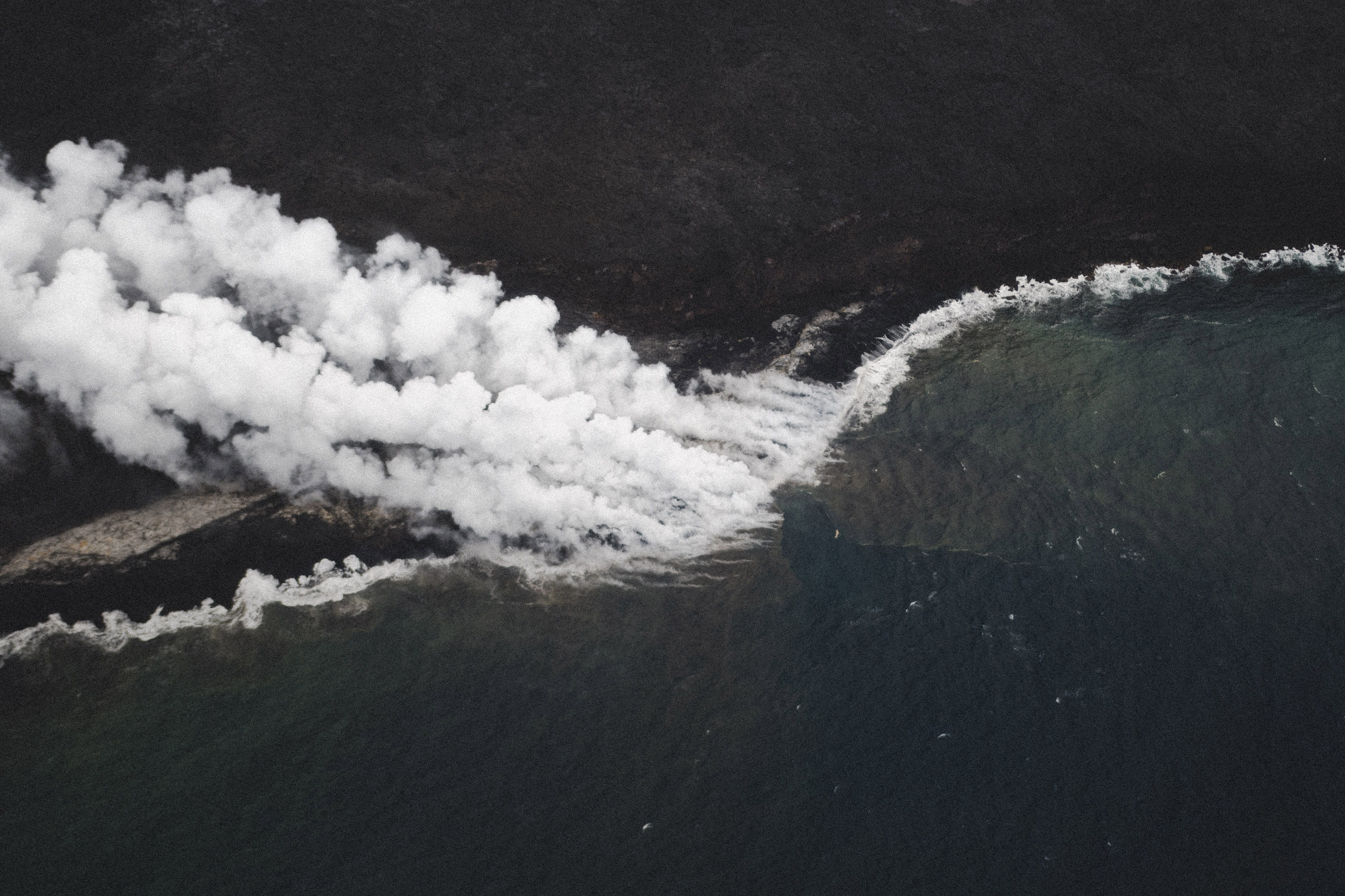 tranquility, pollution, smoke - physical structure, cold temperature, lava flow, day, motion, adventure, coast, smoke, beauty in nature, no people, environmental issues, HD Wallpaper