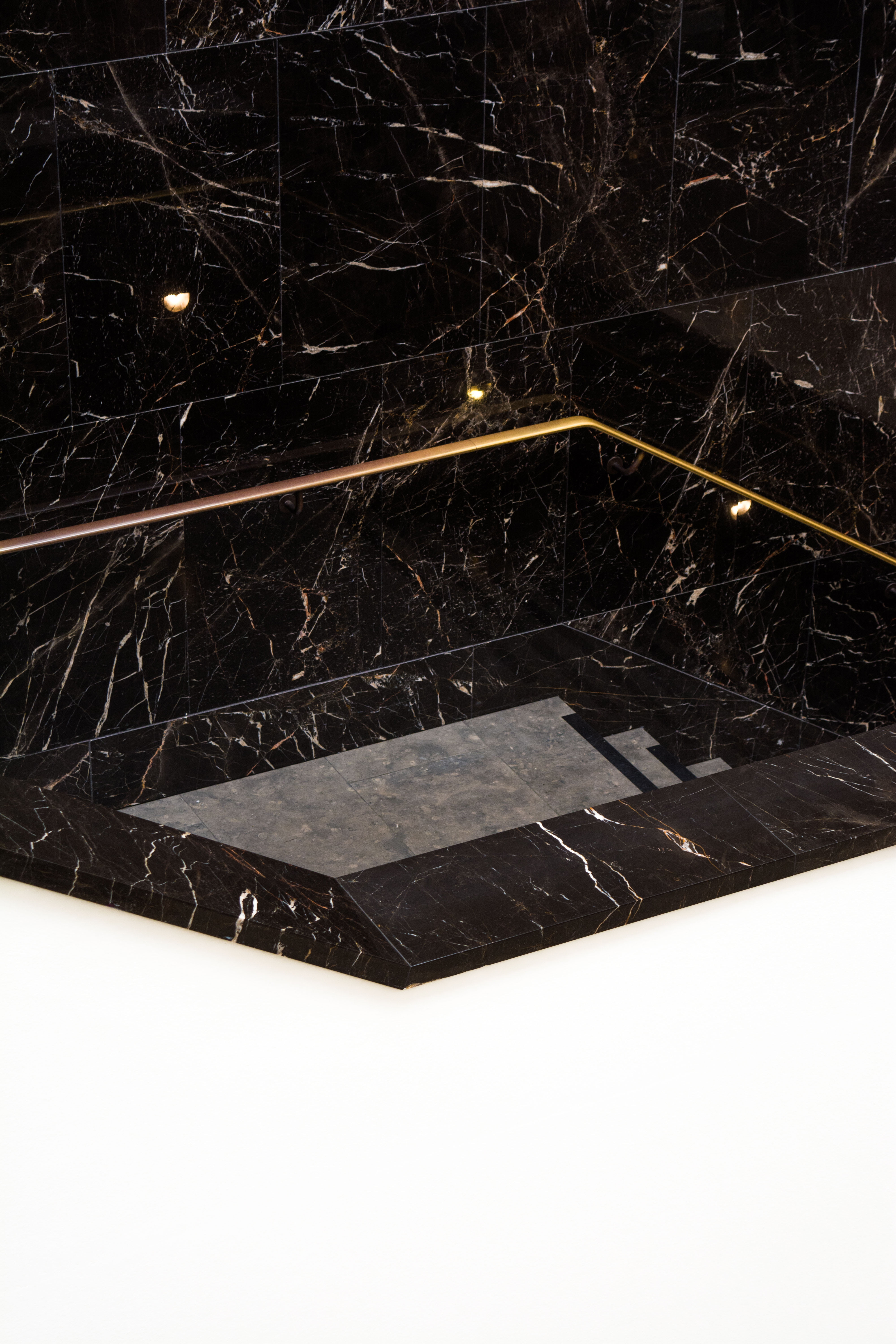 floor, granite, marble, black, flooring, black color, reflection, cold temperature, white, snowing, plant, wood - material, tree, architecture, 5K, night, Phone HD Wallpaper