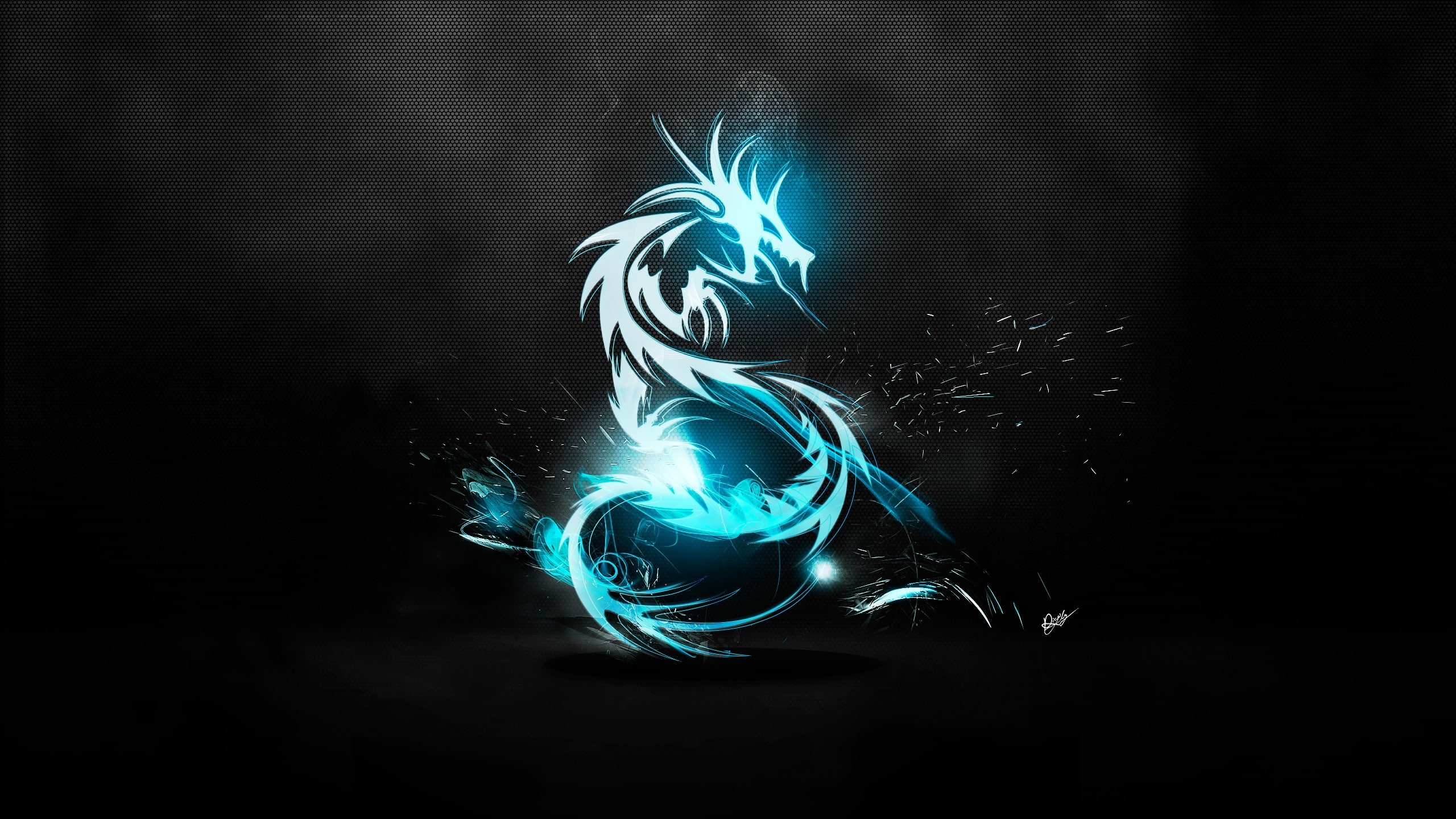 amd, black, Abstract, x, background, hd, logos, art, 2K, Blue, dragons, dragon, HD Wallpaper