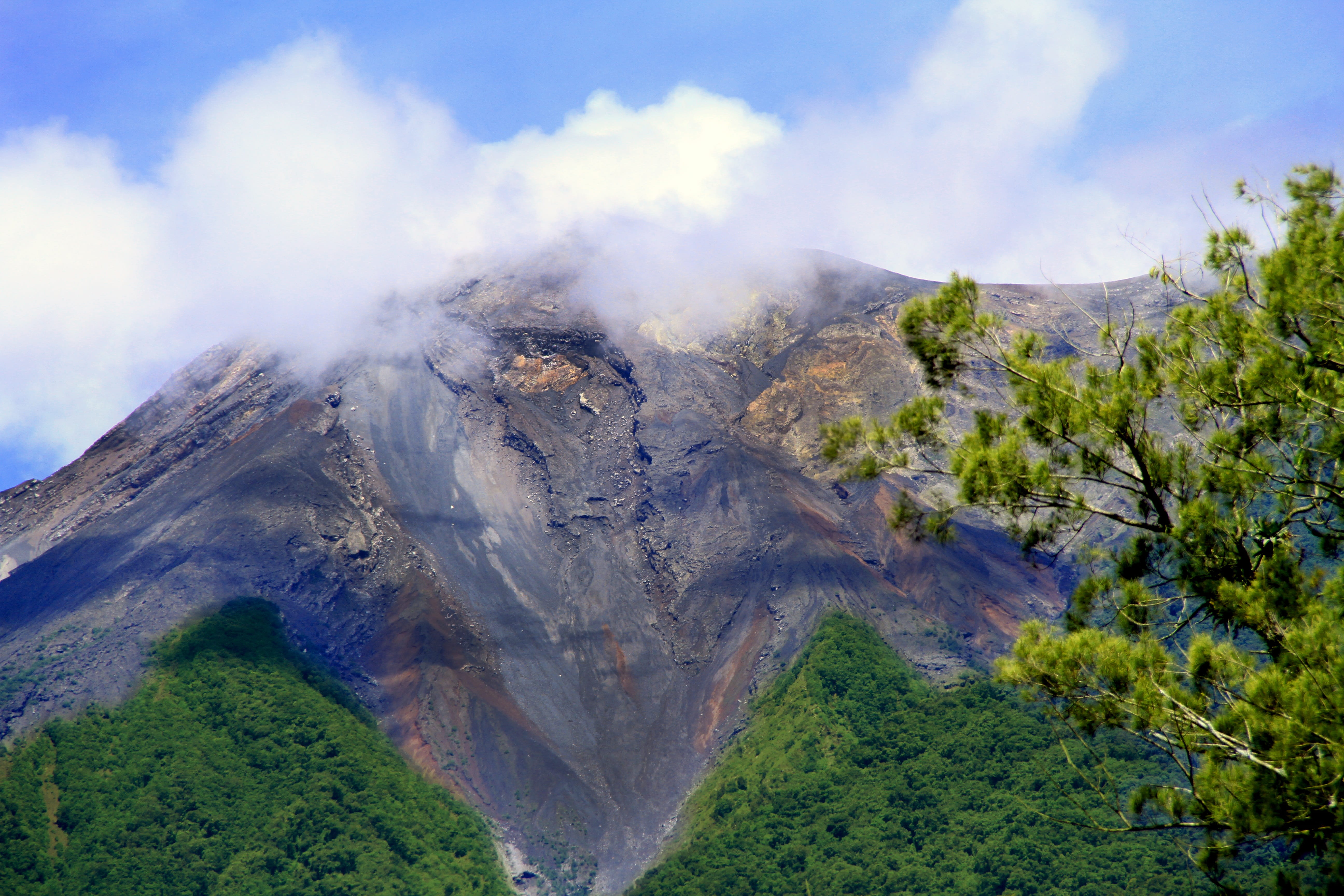 volcano, day, geology, smoke - physical structure, mountain peak, smoke, guatemala, environment, mountain, 5K, lava, guatemalan, volcanic crater, cloud, HD Wallpaper