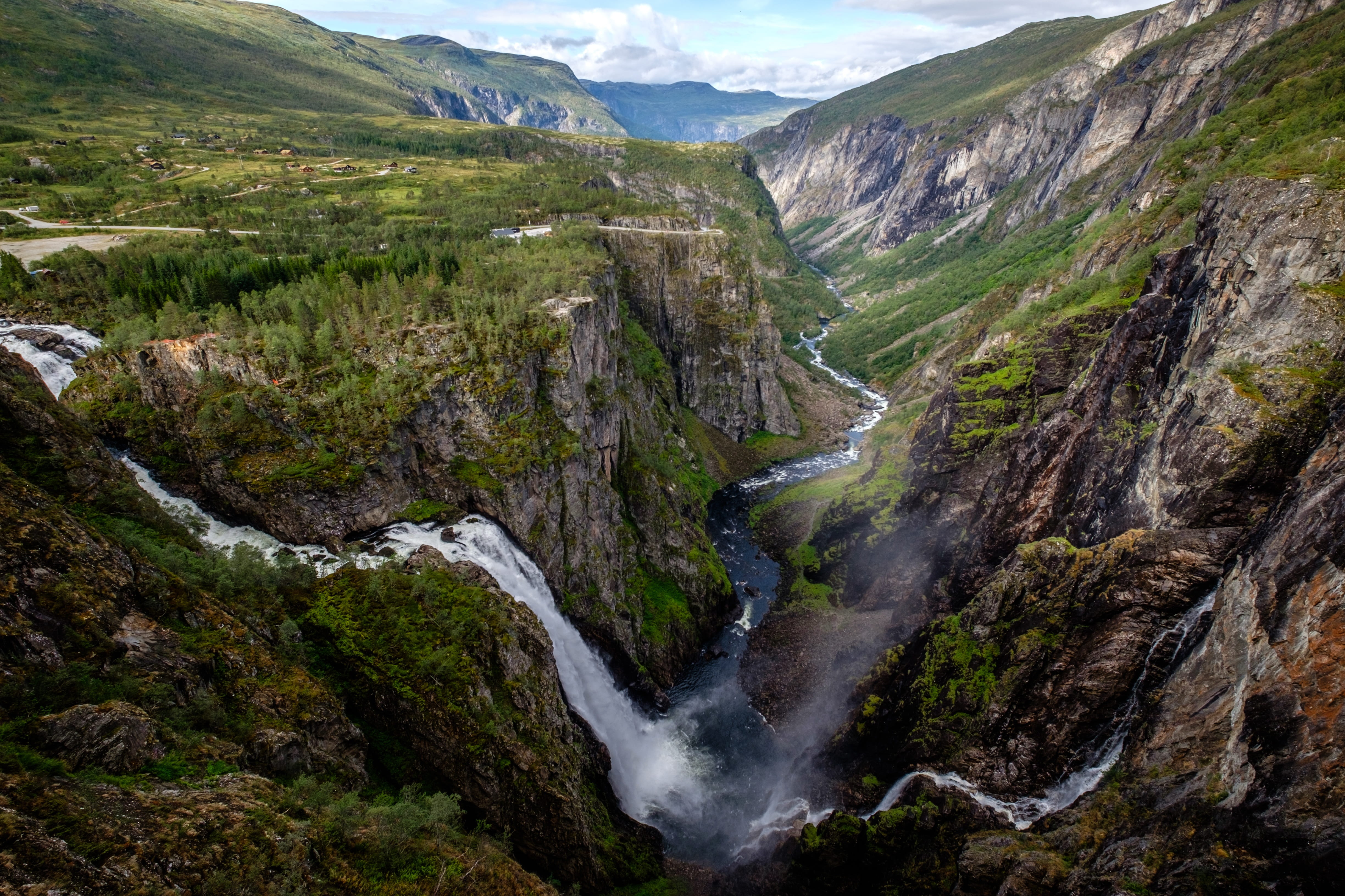 landscape, rock - object, rock, wilderness, vøringsfossen, power in nature, waterfall, panorama, flowing water, scandinavia, scenic, stream, environment, HD Wallpaper