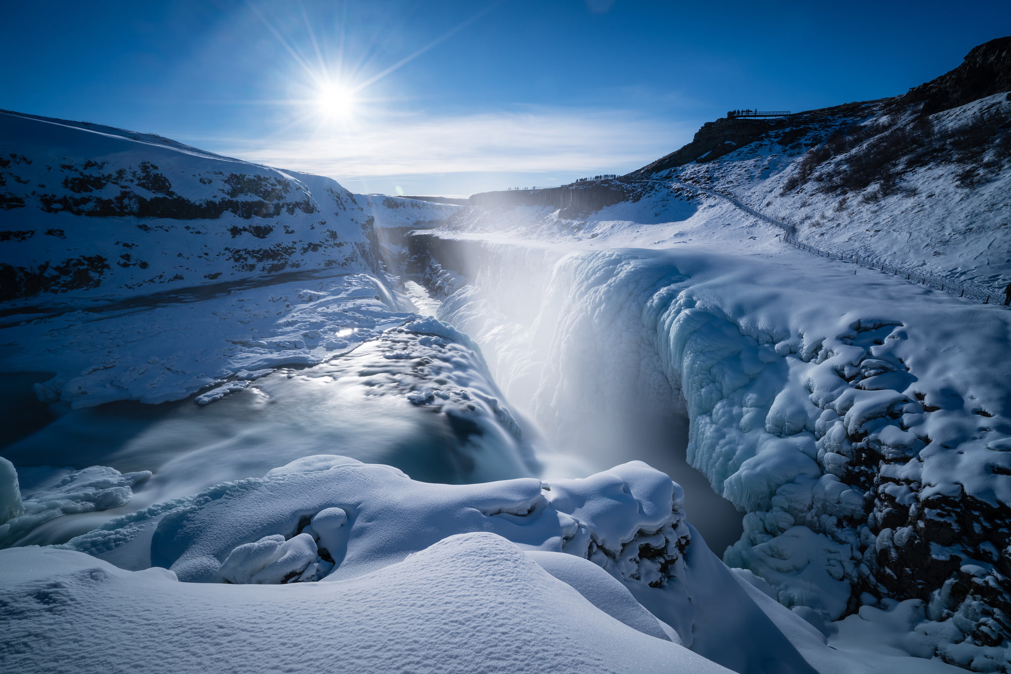 winter, Iceland, Gullfoss, waterfall, 1080P, HD Wallpaper