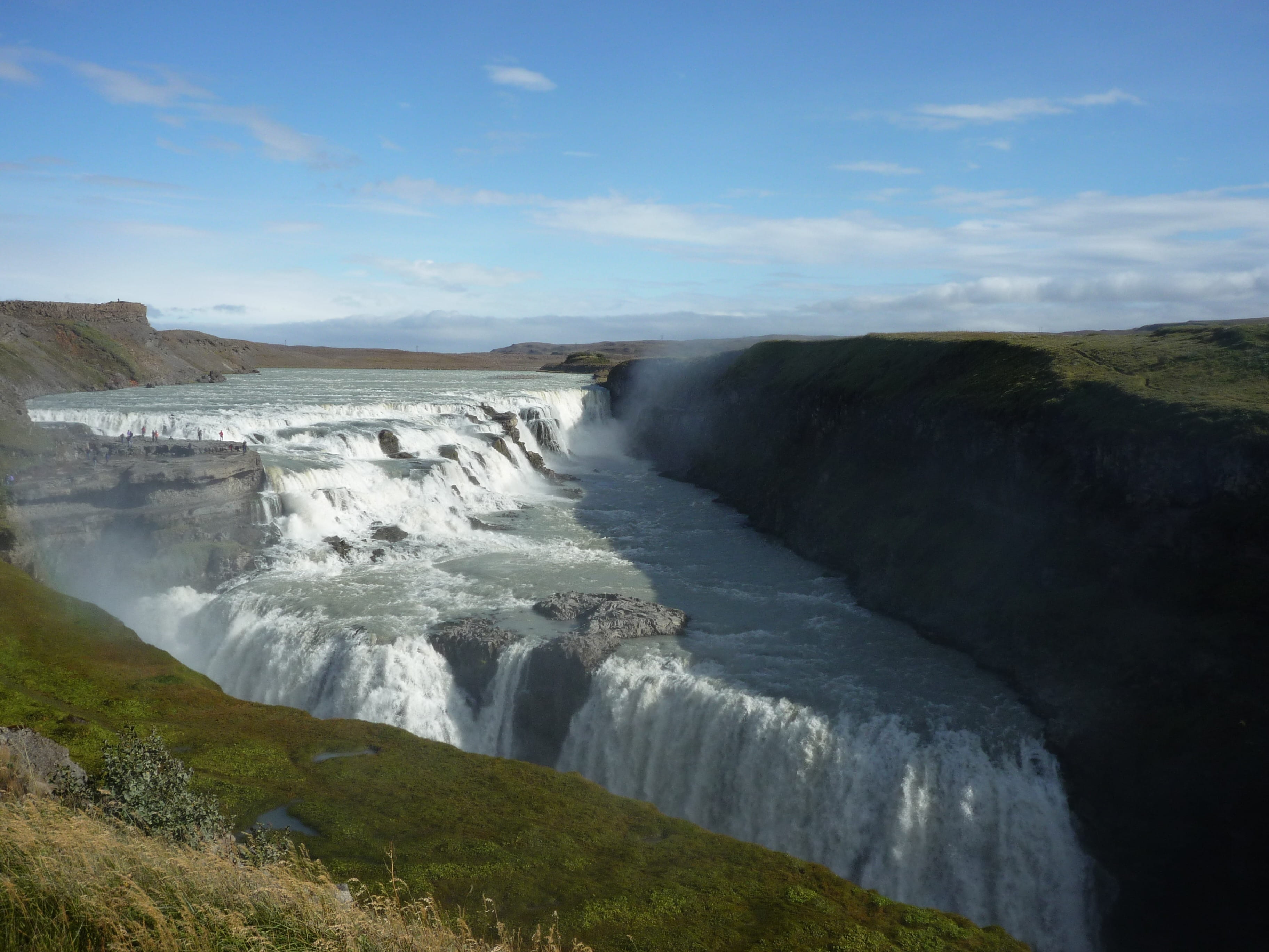 non-urban scene, power, land, sky, ölfusá, sea, motion, Waterfall, iceland, water, Hvítá, scenics, day, Gullfoss, cloud - sky, haukadalur, environment, HD Wallpaper