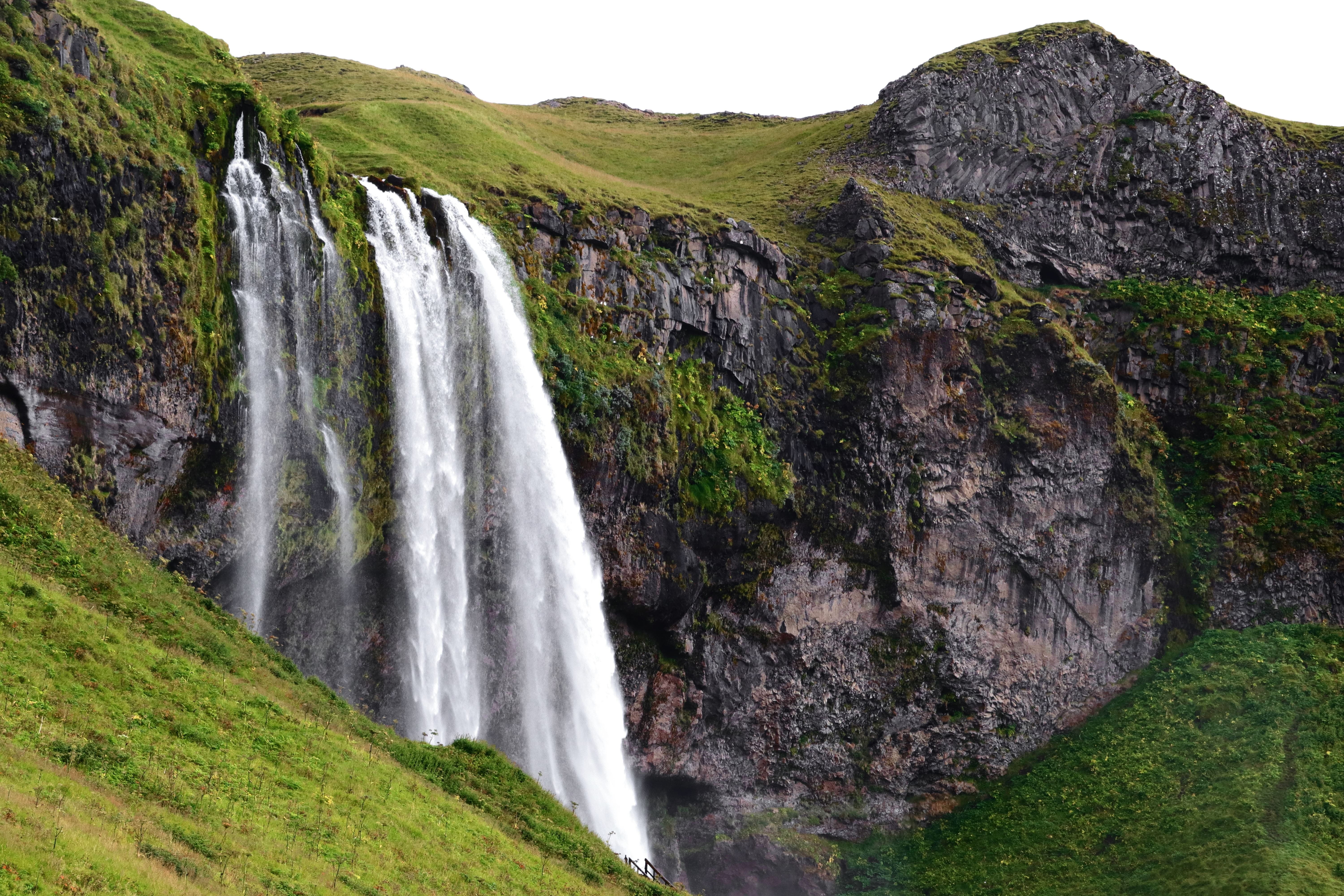 majestic, attraction, environment, cascade, waterfall, power in nature, flowing, landmark, travel, grass, 5K, water, scenics - nature, tourism, natural, HD Wallpaper