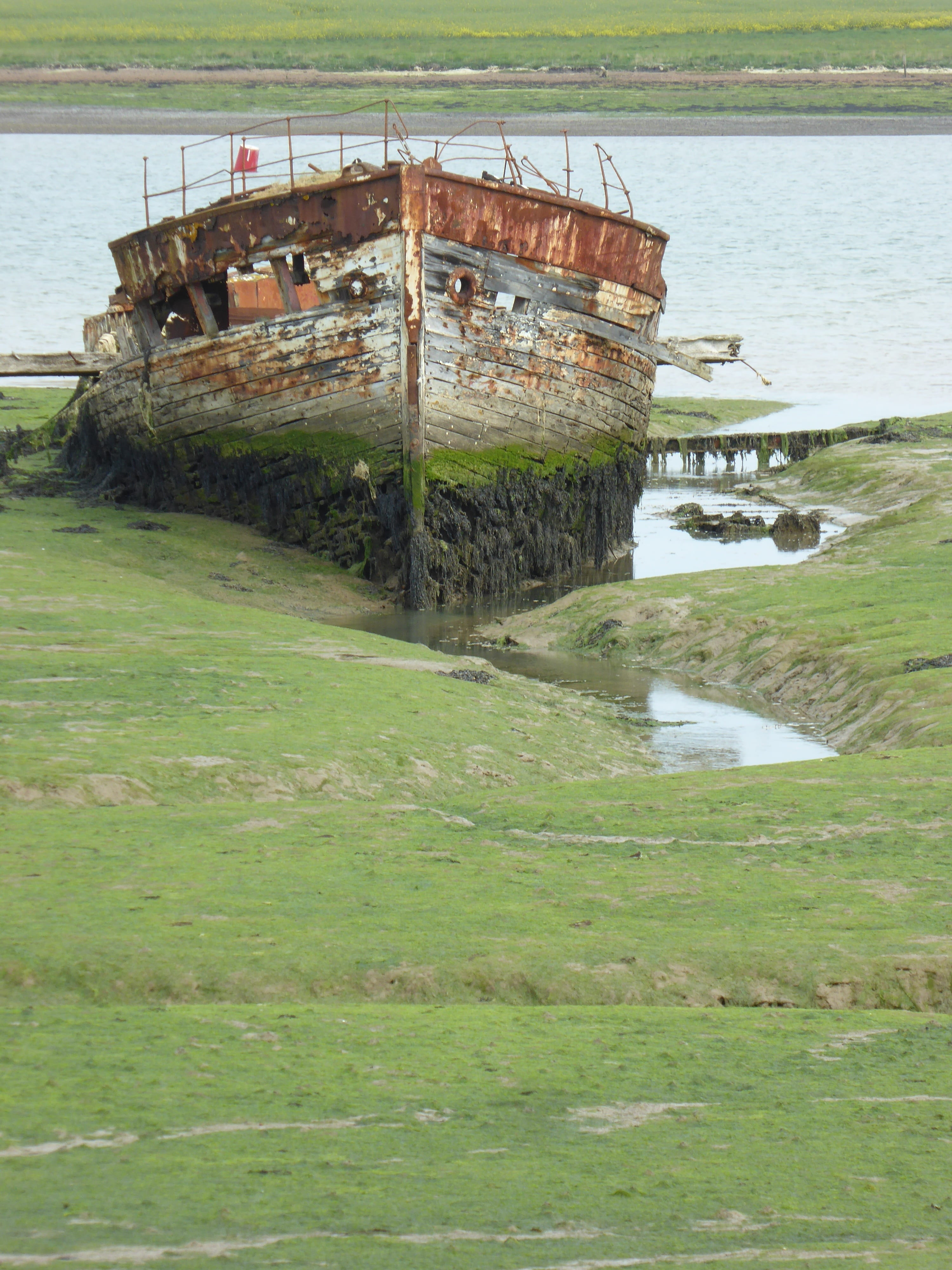 sea, deterioration, field, shore, nautical vessel, shipwreck, transportation, boat, day, abandoned, scenics - nature, wreck, beach, run-down, 4K, ruined, Phone HD Wallpaper