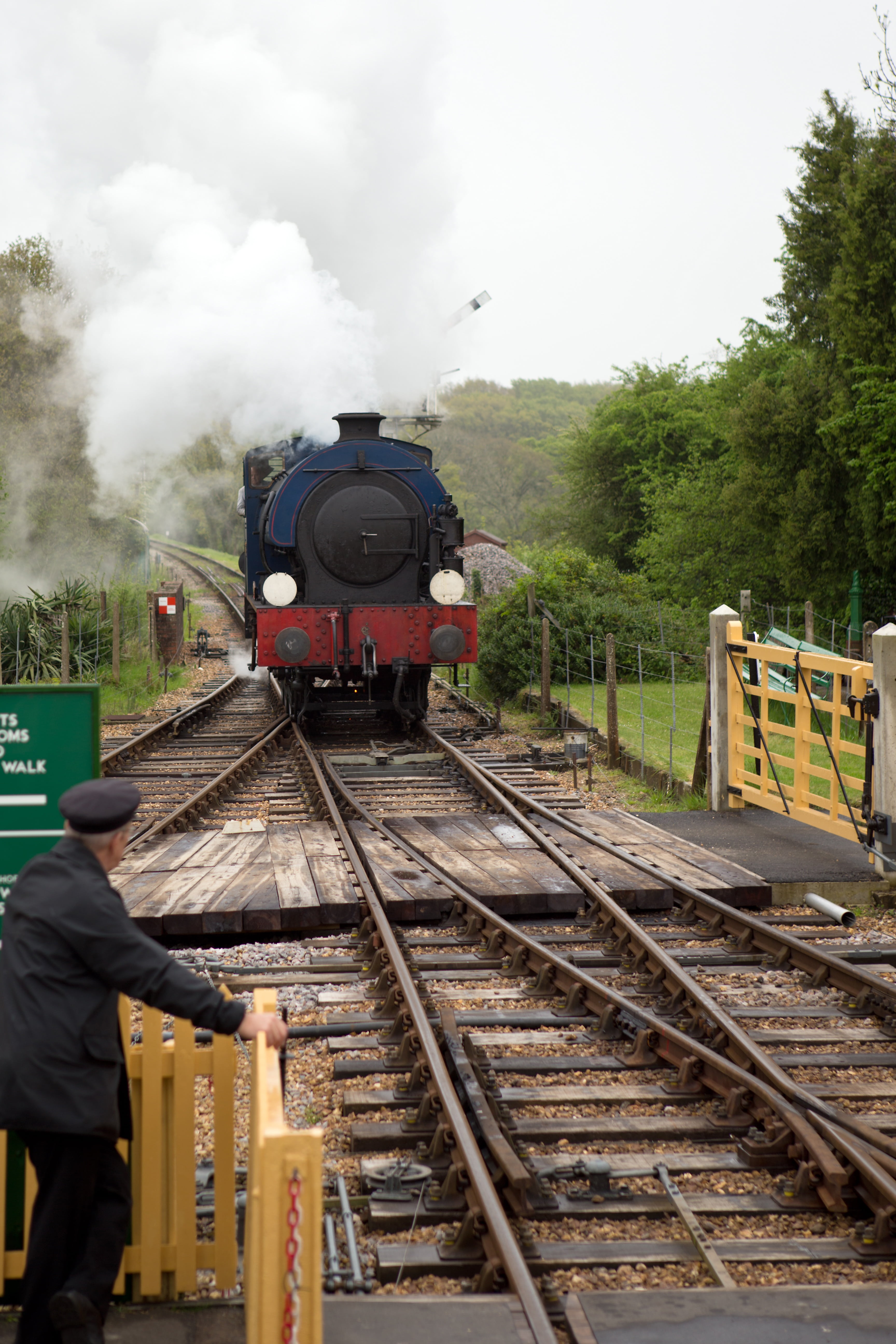 smoke, isle-of-wight, men, locomotive, train - vehicle, level crossing, real people, 5K, train, plant, smoke - physical structure, steam, public transportation, Phone HD Wallpaper