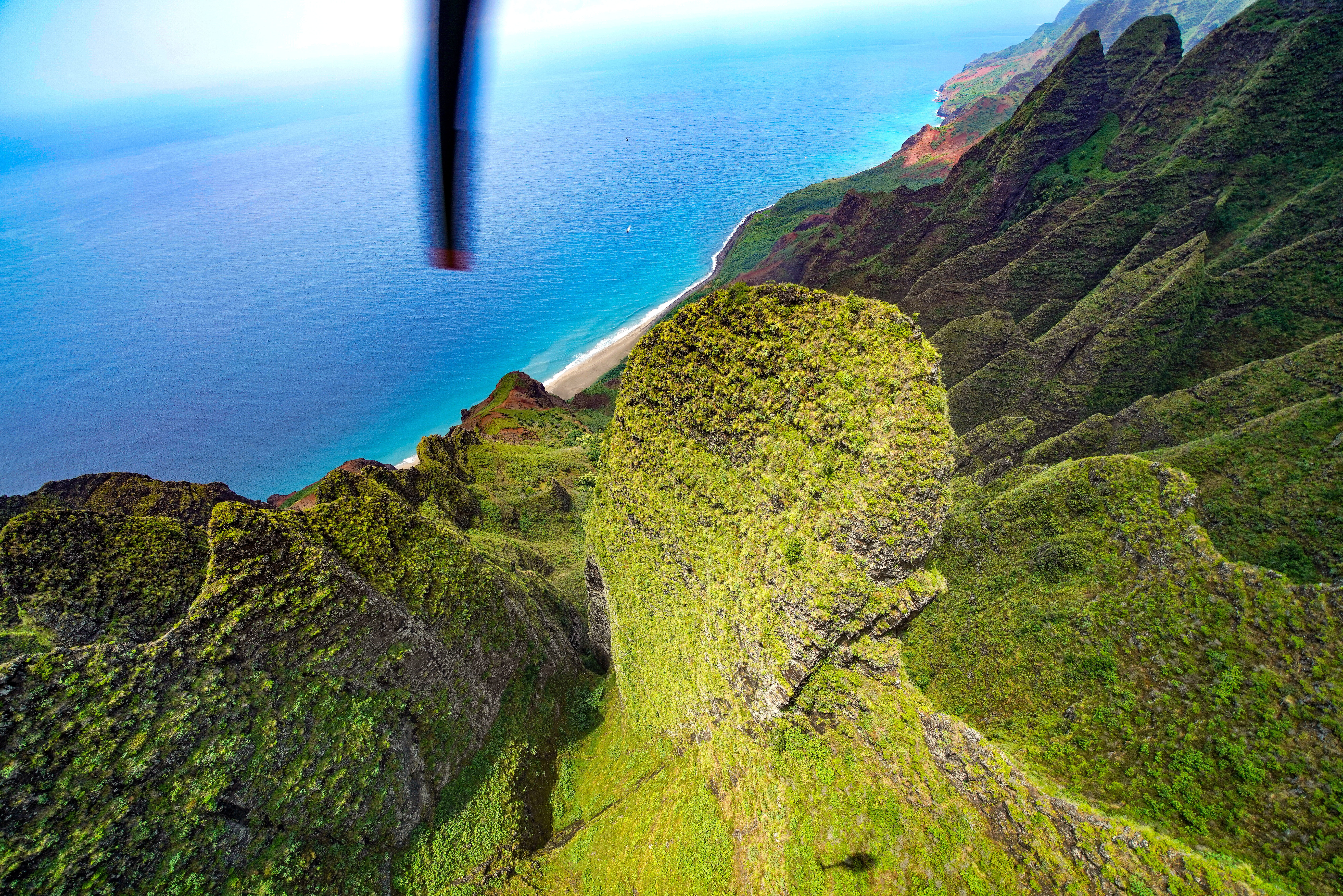 beauty in nature, no people, nature, mountain, tranquility, united states, idyllic, kauai, day, na pali, kālepa ridge, aerial, tranquil scene, airial, scenics - nature, HD Wallpaper