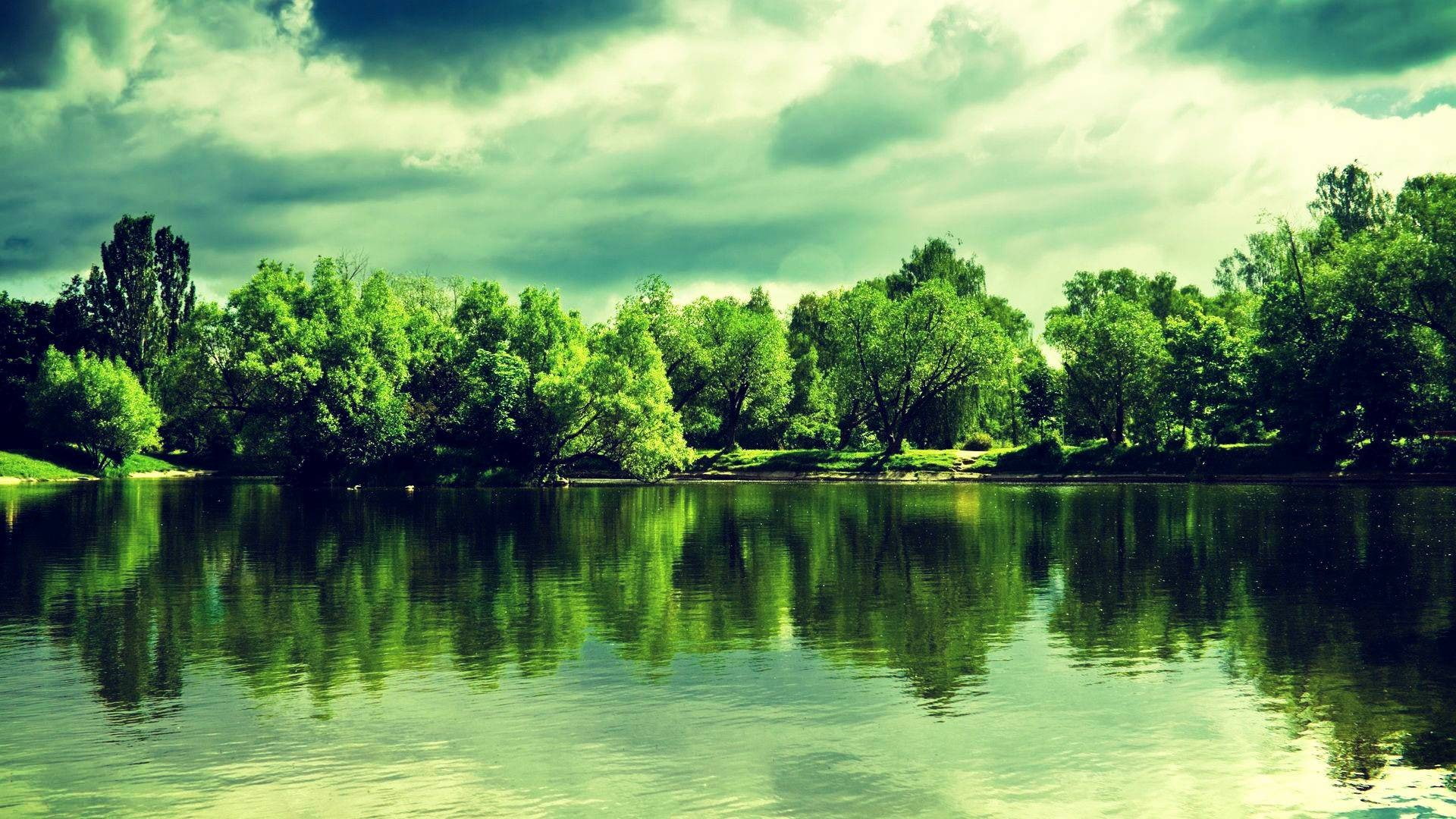 trees, nature, lake, green, ladnscape, 1080P, HD Wallpaper
