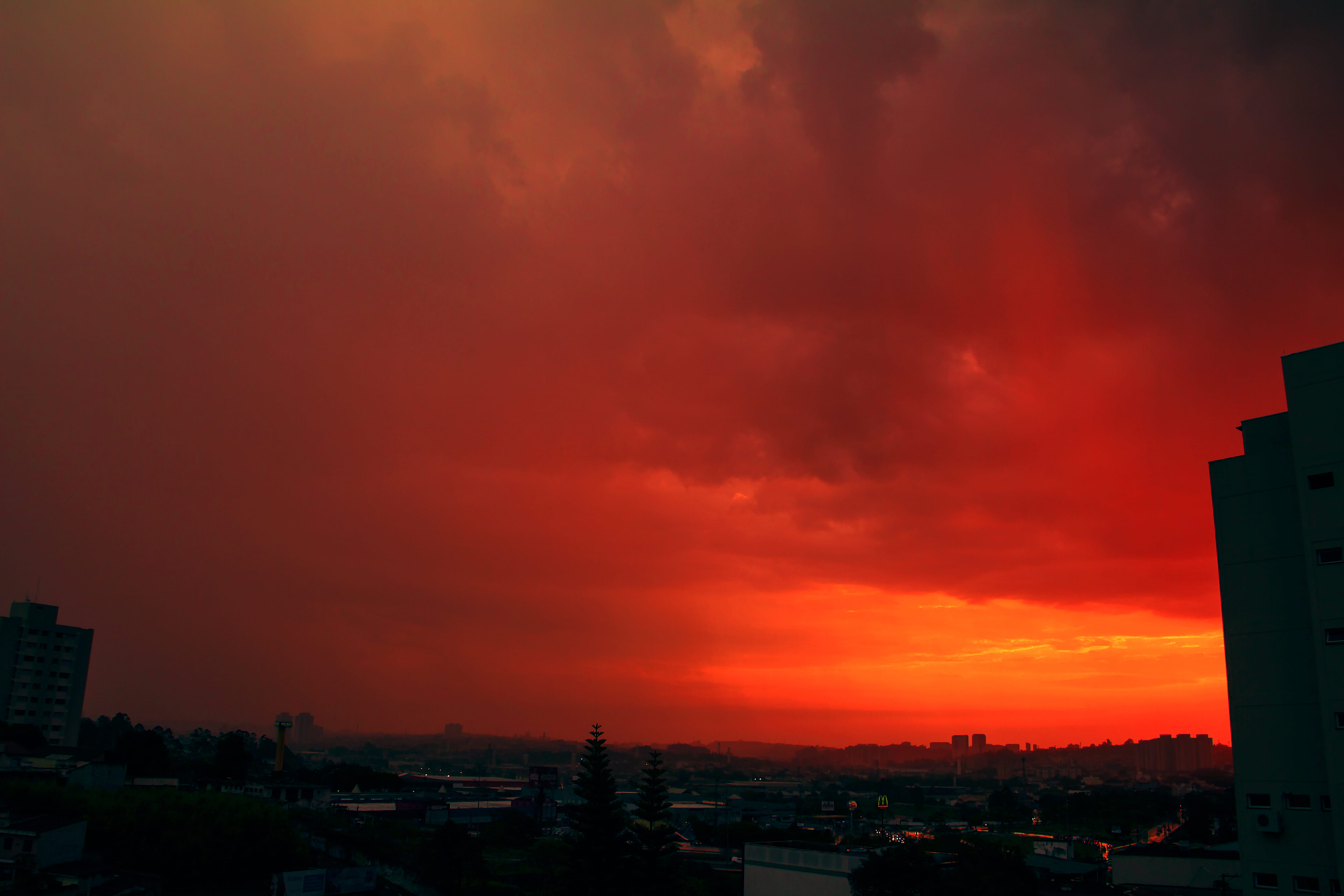 dramatic sky, sunset, 5K, beauty in nature, no people, sky, grammer, nature, orange color, city, scenics - nature, city life, concept, conceptual, cloud - sky, HD Wallpaper