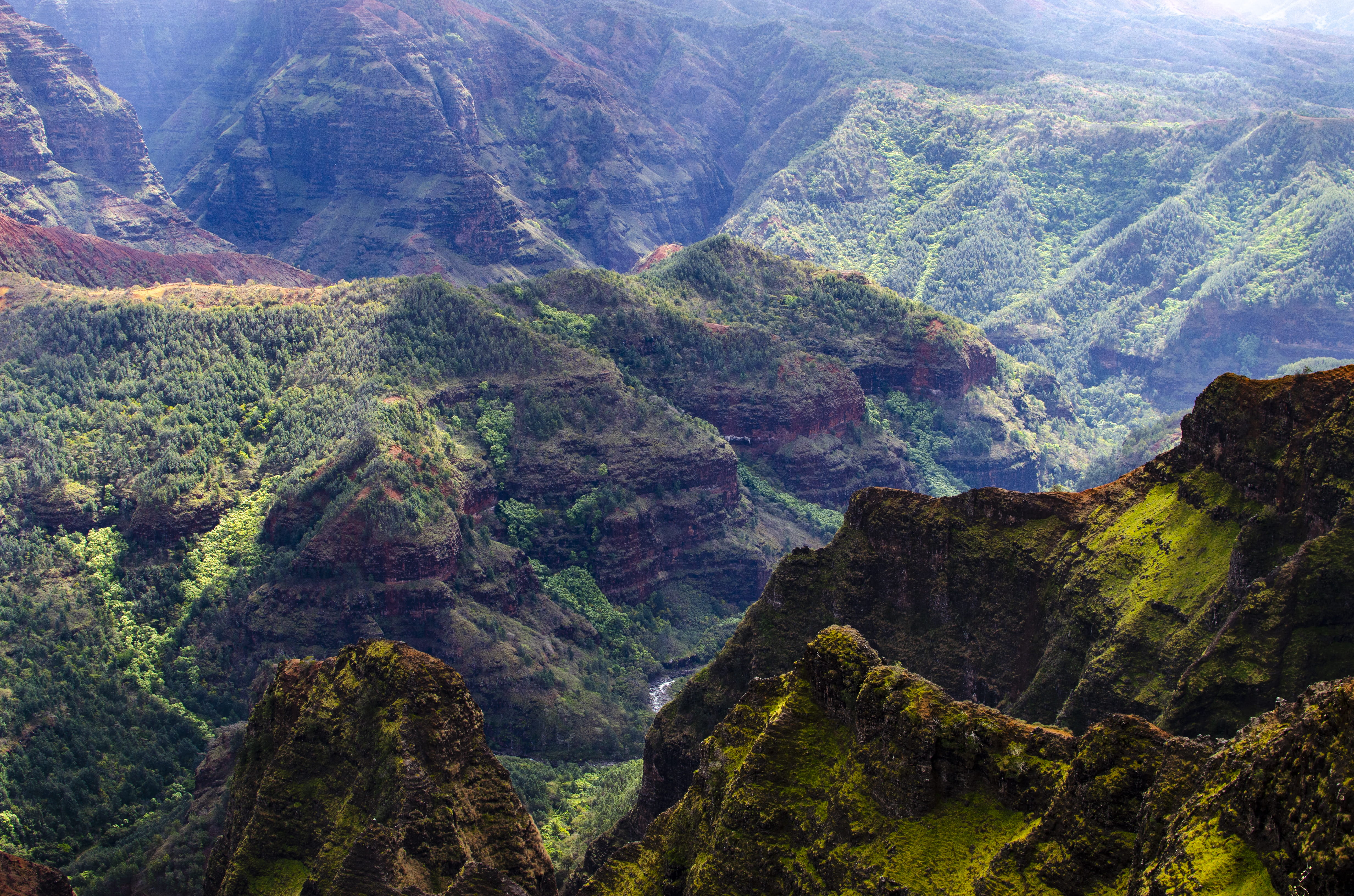 green, waimea, geren, tranquility, countryside, tranquil scene, remote, slope, land, hawaii, mountain range, plateau, high angle view, mountain peak, canyon, HD Wallpaper