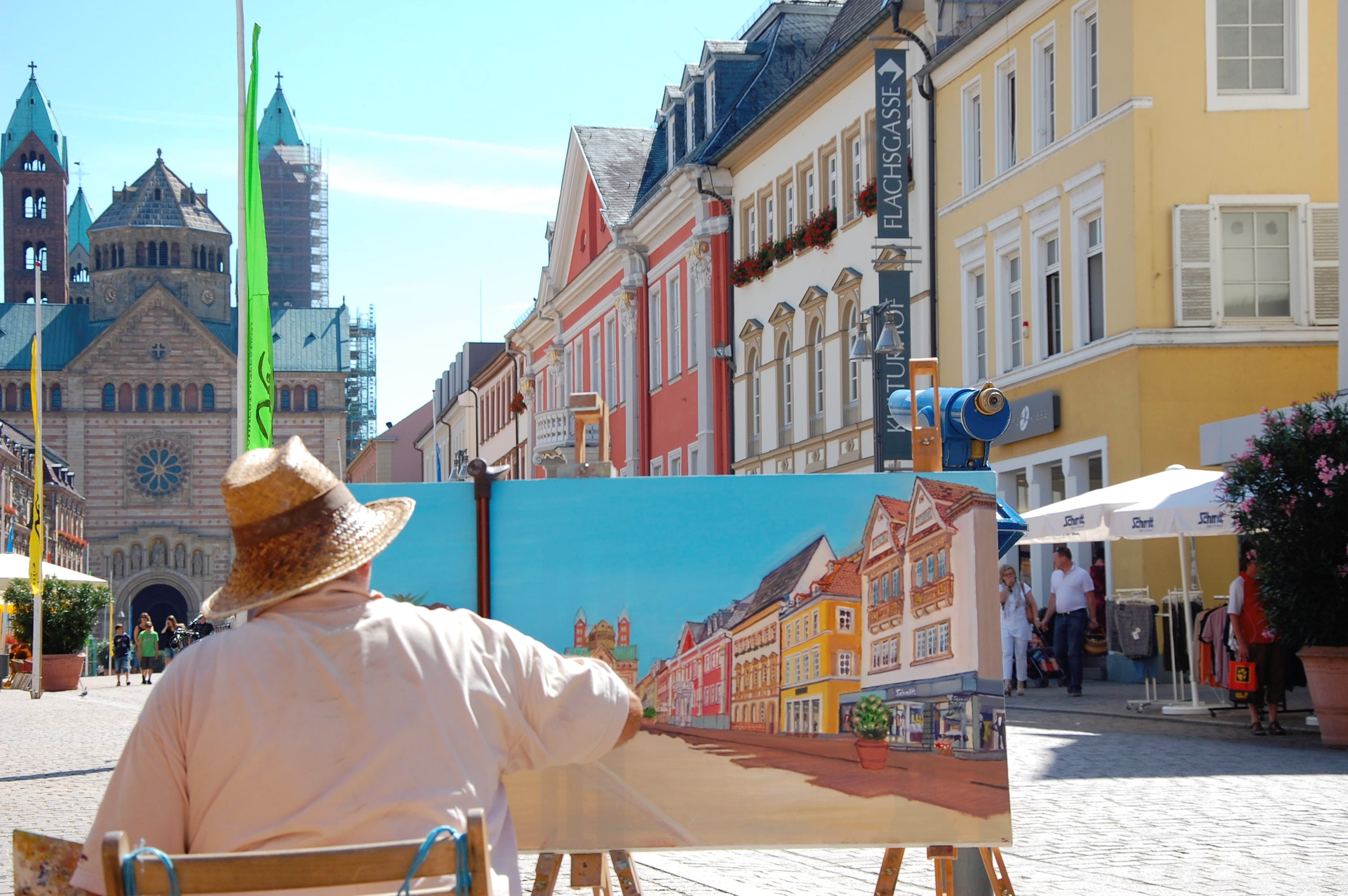 place of worship, travel Destinations, people, man, painter, built structure, vacations, day, real people, summer, image in the image, tourist, street art, HD Wallpaper