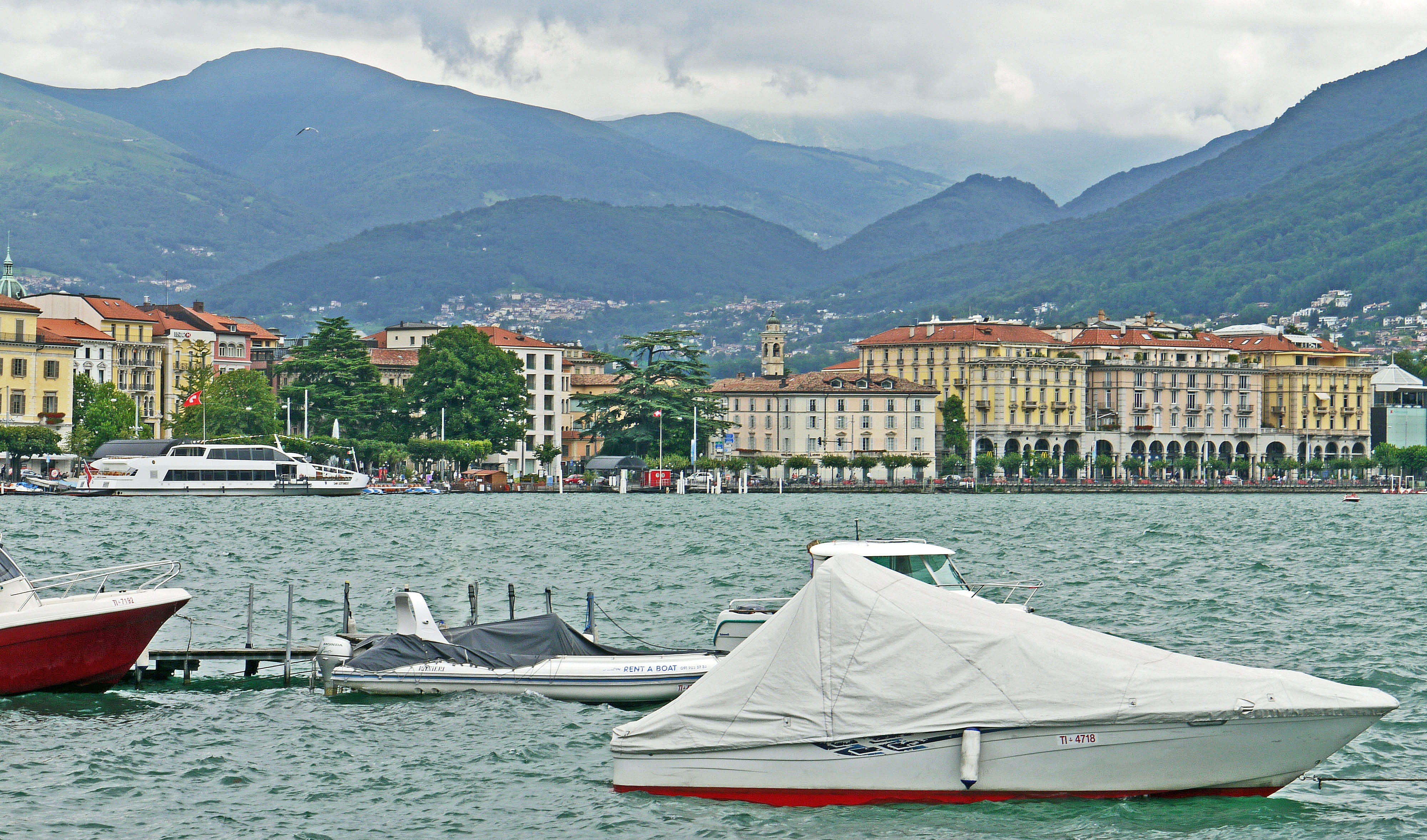 building, center, casino, outdoors, Switzerland, yacht, windy, rainy weather, cloud - sky, bank, investors, Swell, city, no people, river, moored, mode of transportation, HD Wallpaper