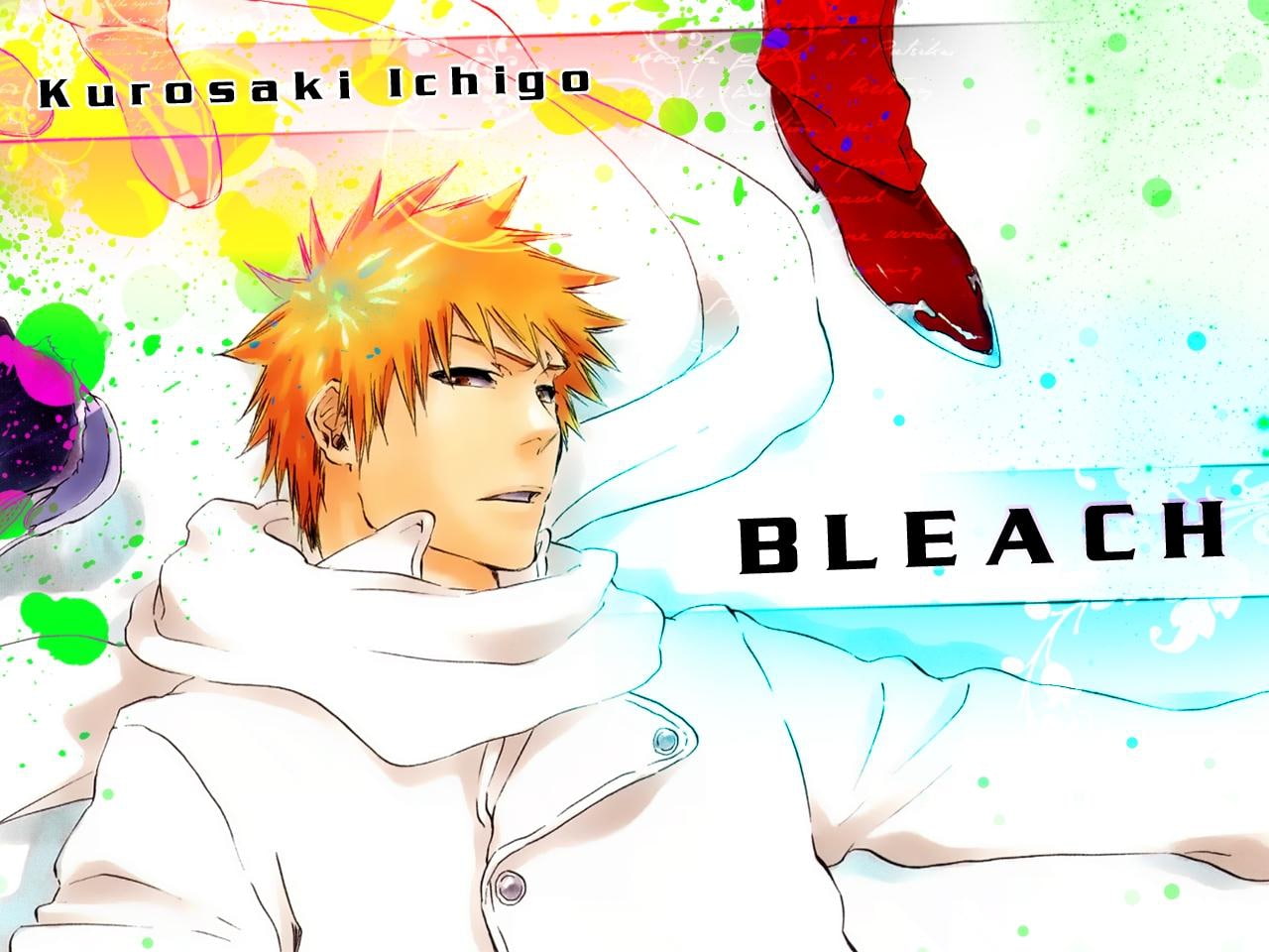 anime, ichigo, art, bleach, hd, kurosaki, winter, colourfull, 720P, HD Wallpaper