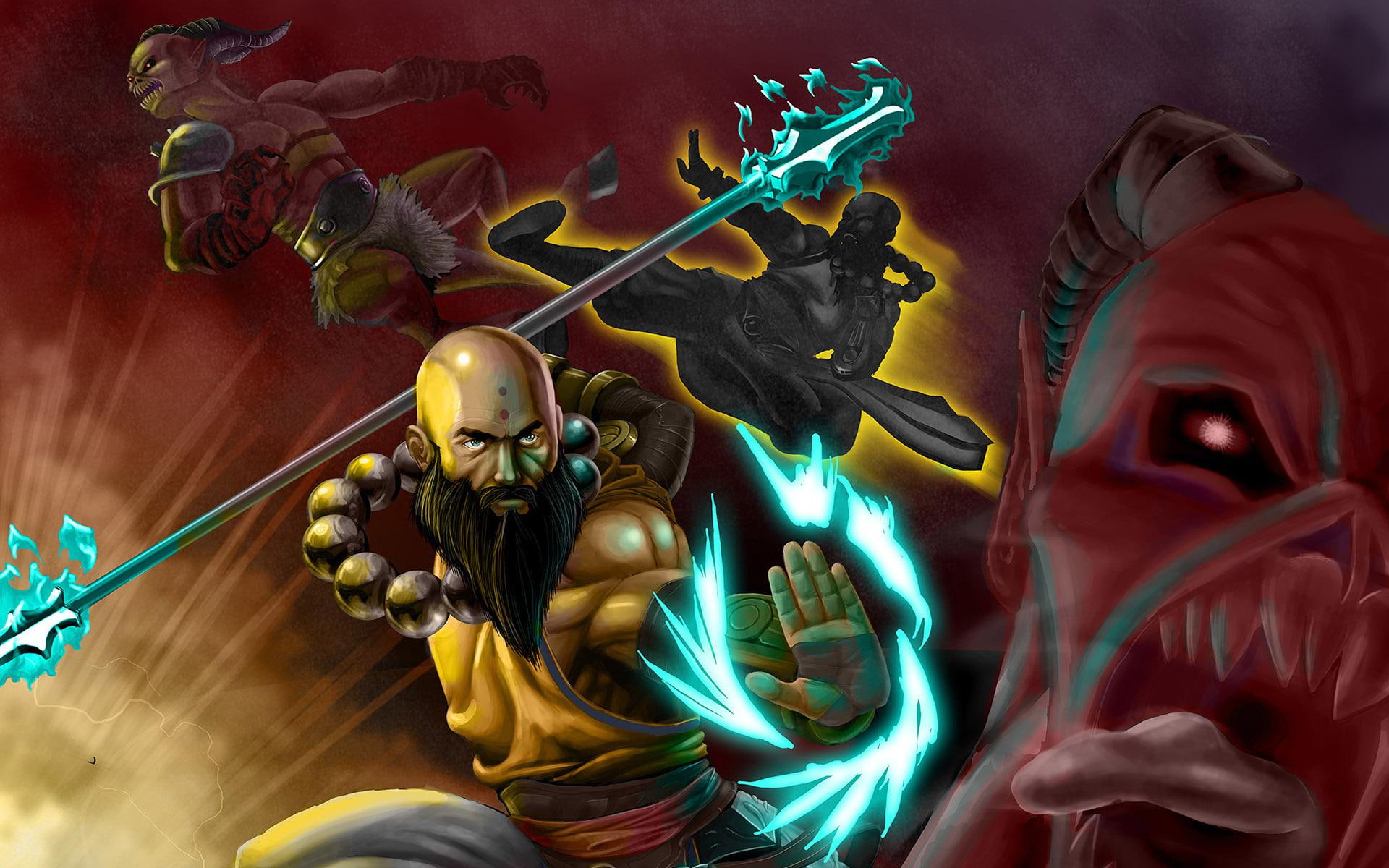 monk, diablo, 1920x1200, iii, 1080P, character, games, diablo iii, sketch, HD Wallpaper