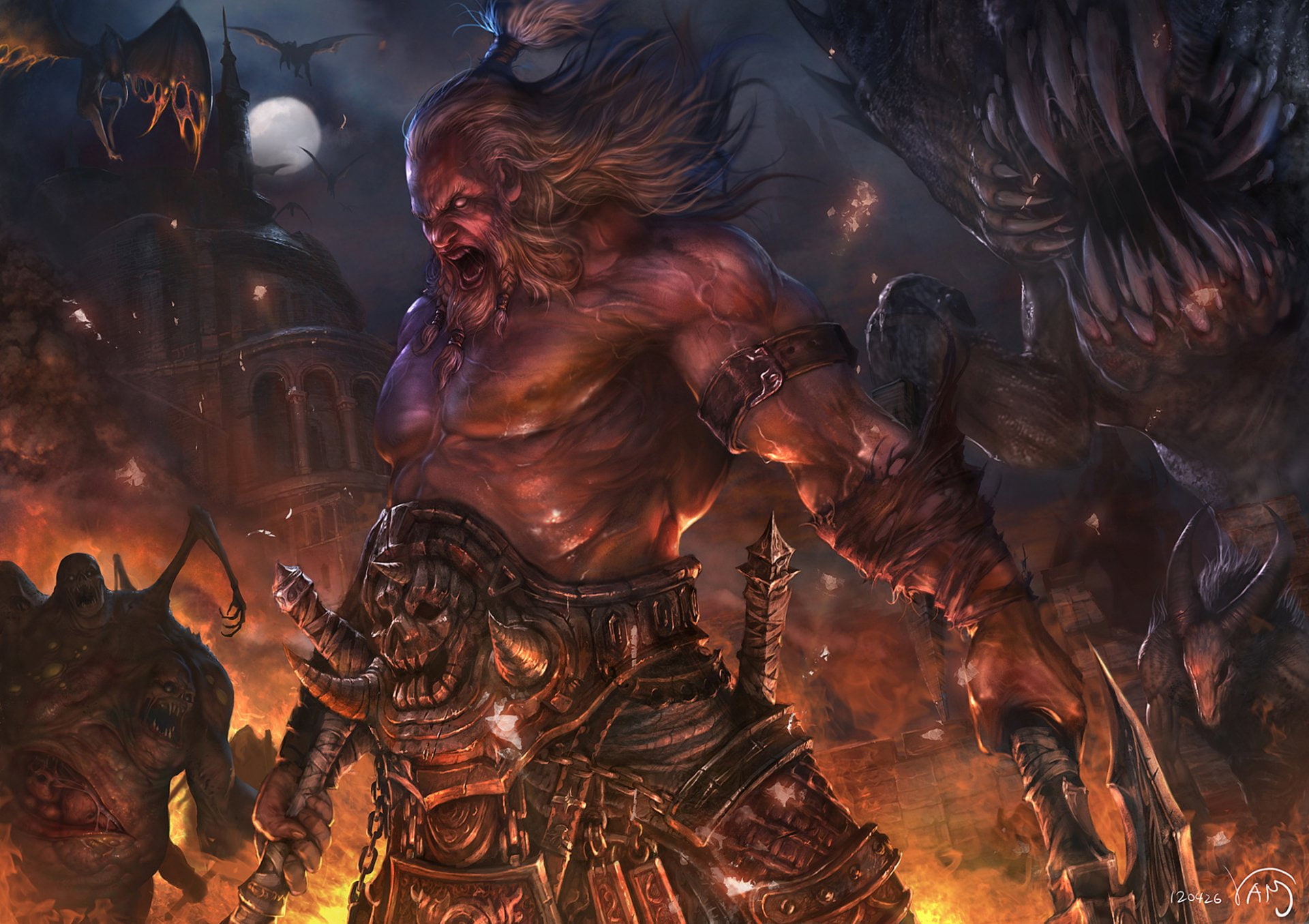 Dark, Diablo III, 1080P, Barbarian (Diablo III), Warrior, Fantasy, Diablo, Battle, HD Wallpaper
