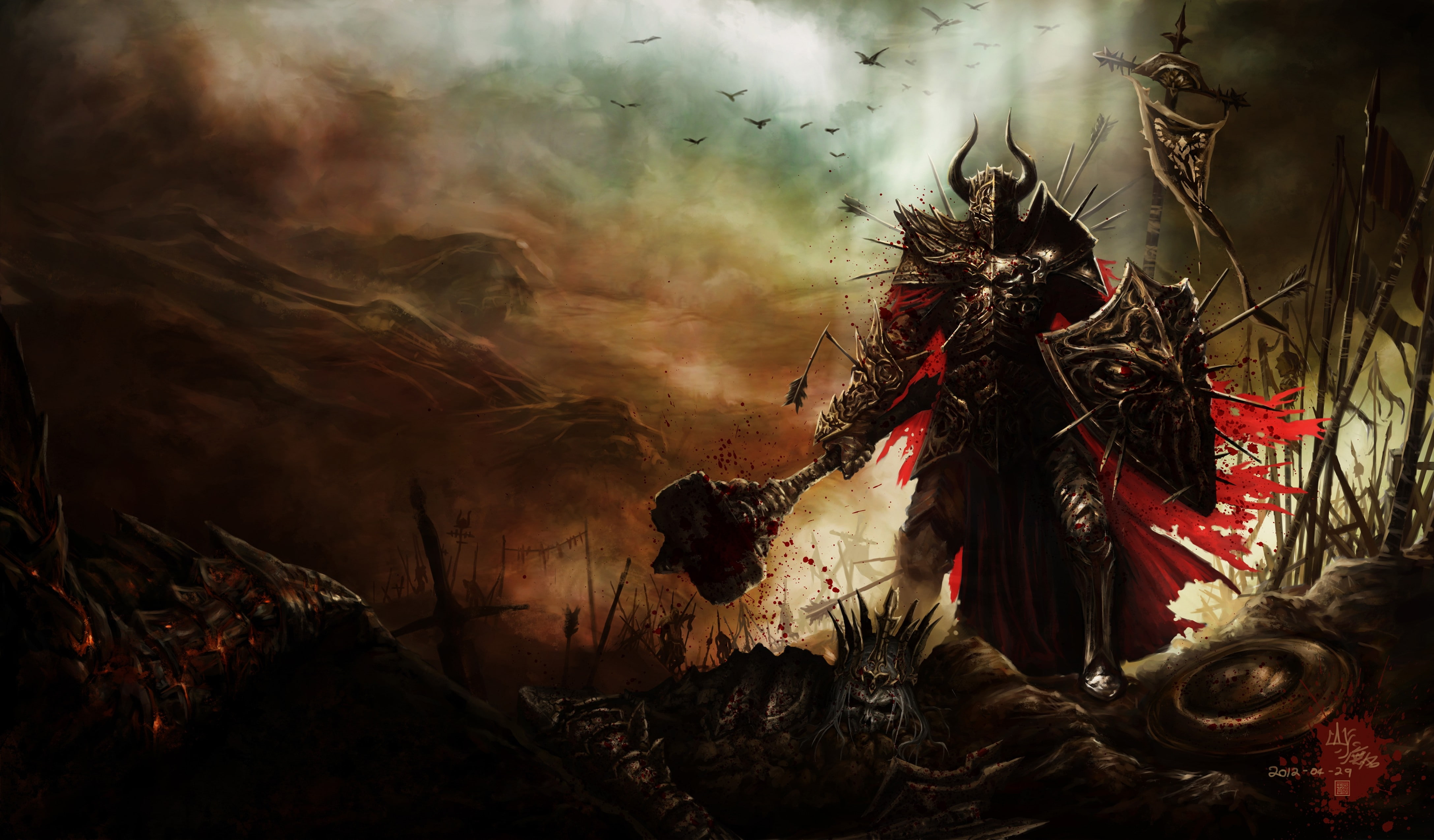 art, iii, fantasy art, Barbarian, diablo, 4K, x, abstract, artwork, warriors, hd, fantasy, HD Wallpaper