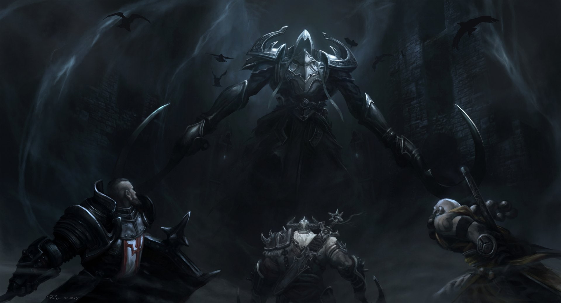 1080P, Diablo, Diablo III: Reaper Of Souls, Barbarian (Diablo III), Monk (Diablo III), Crusader (Diablo III), Malthael (Diablo III), HD Wallpaper
