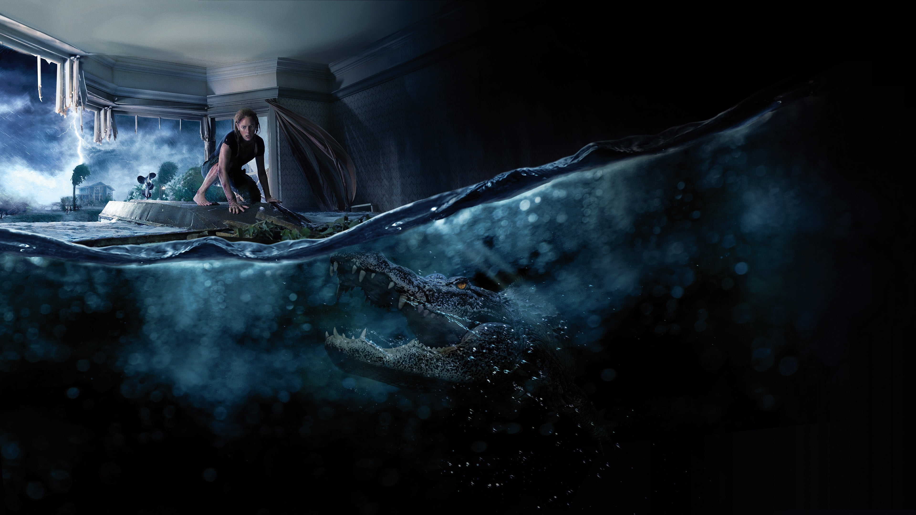 Crawl, water, animals, 4K, movies, Kaya Scodelario, crocodile, women, flood, HD Wallpaper