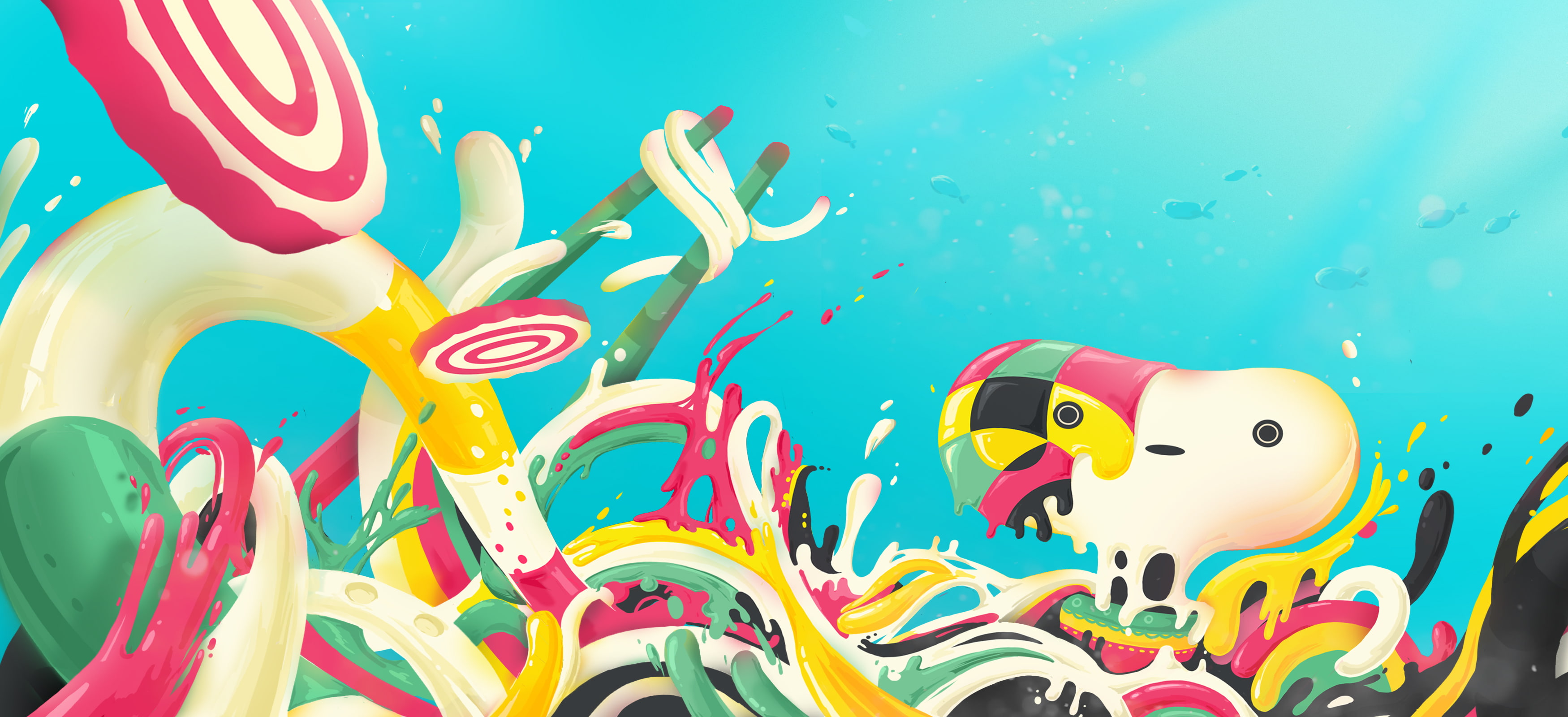 4K, Cartoon, Colorful, 2K, Fluid, HD Wallpaper