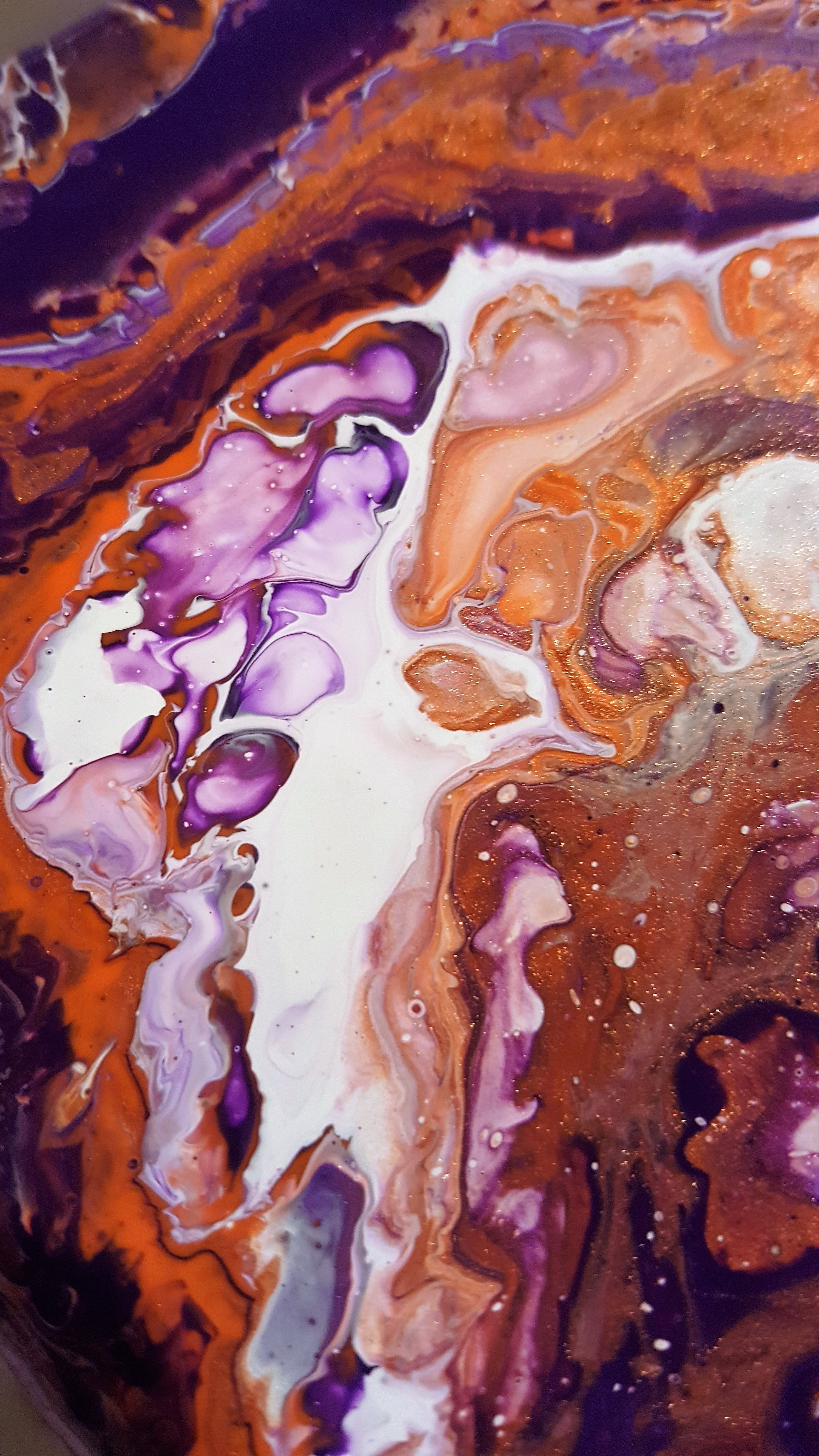 fluid painting, healthy eating, artwork, ready-to-eat, melting, high angle view, still life, purple, no people, wellbeing, orange, paint, textured, freshness, Phone HD Wallpaper