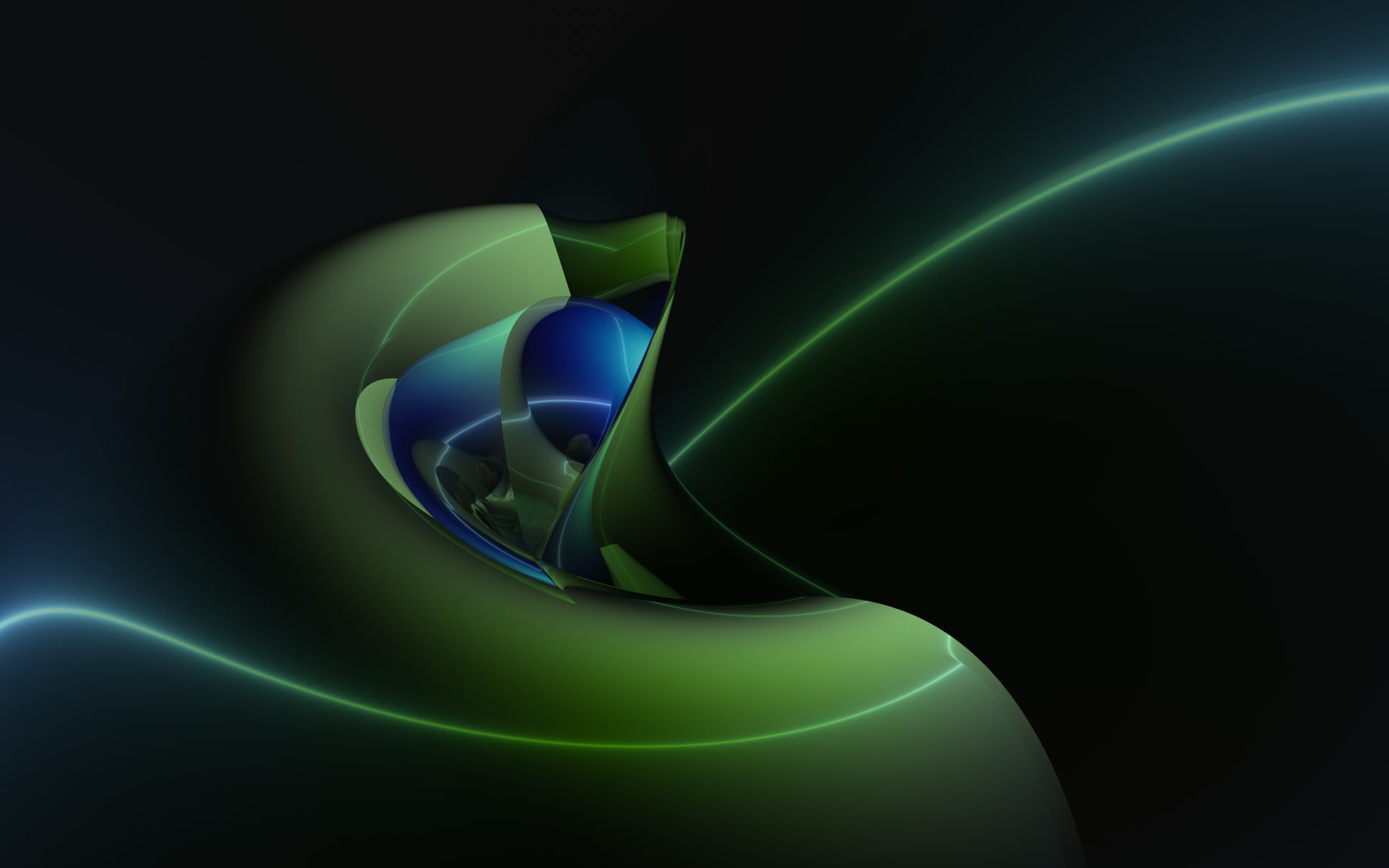 3d and abstract, fluid, abstract, 1080P, green, HD Wallpaper