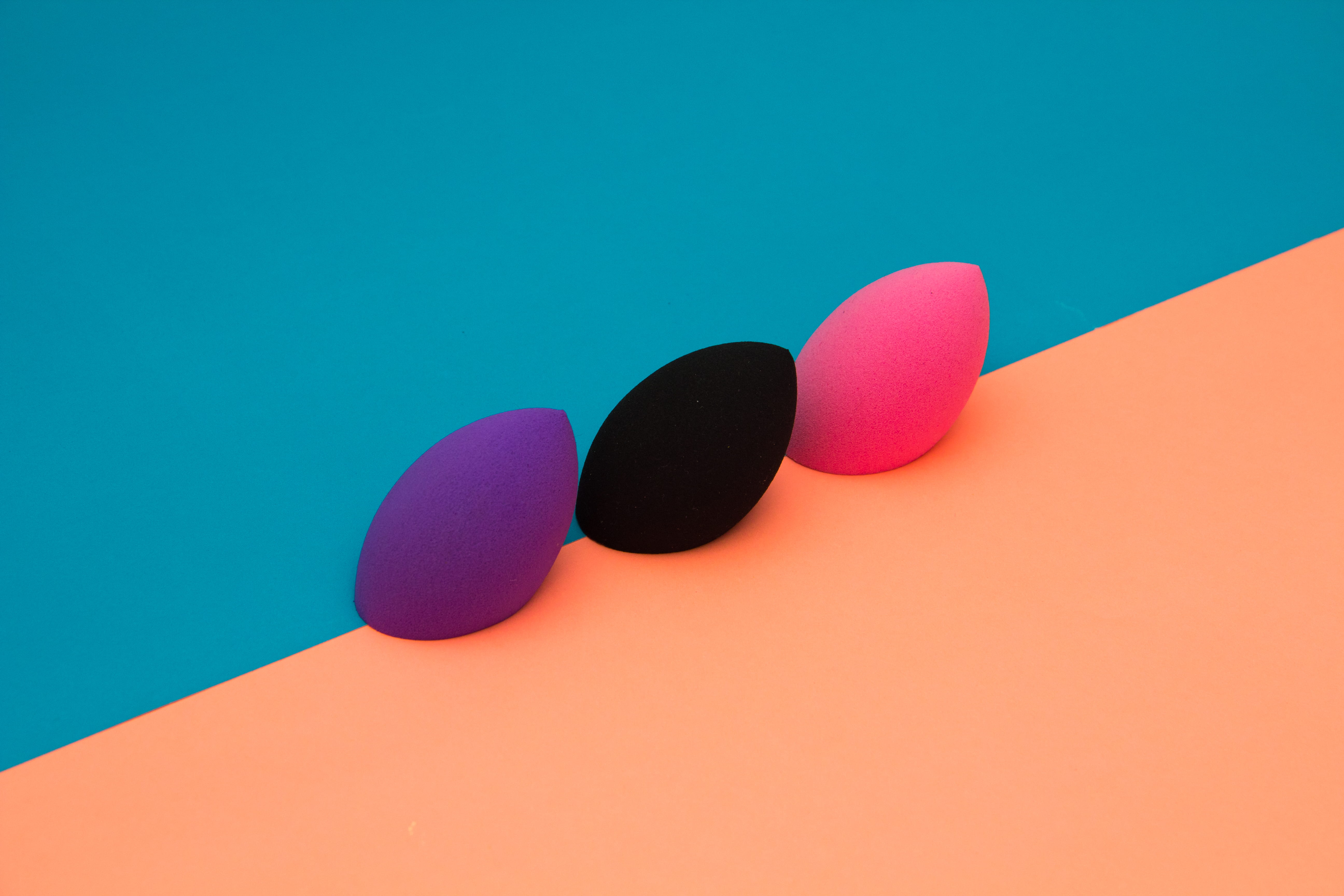 colored background, still life, high angle view, science, paper, makeup, colourful, blending sponge, colorful, red, studio shot, indoors, group of objects, HD Wallpaper
