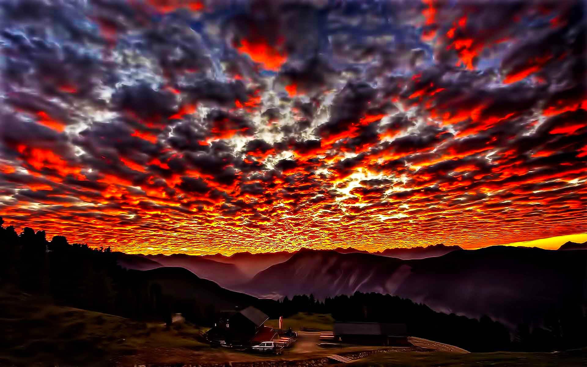 cloud, 3d and abstract, beauty, burning, mountain, 1080P, lava, nature, ember, HD Wallpaper