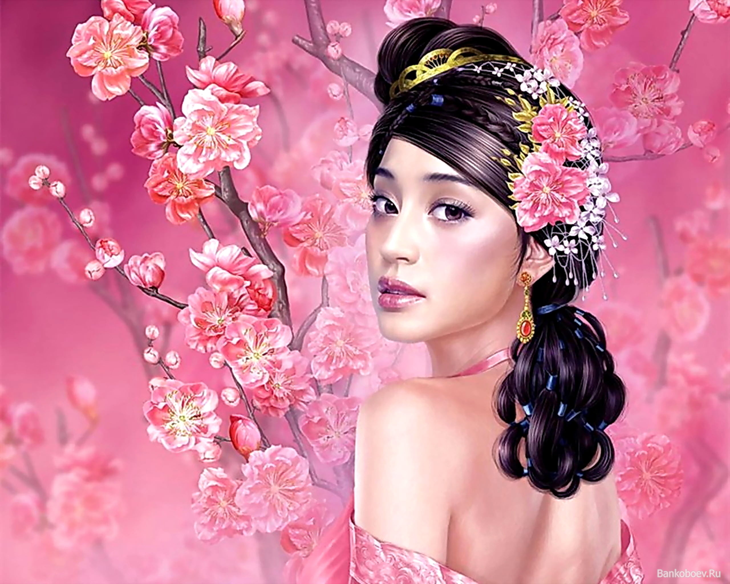 flower, beauty, background, beauty in nature, freshness, beautiful people, beautiful woman, oriental, arts culture and entertainment, 2K, glamour, HD Wallpaper
