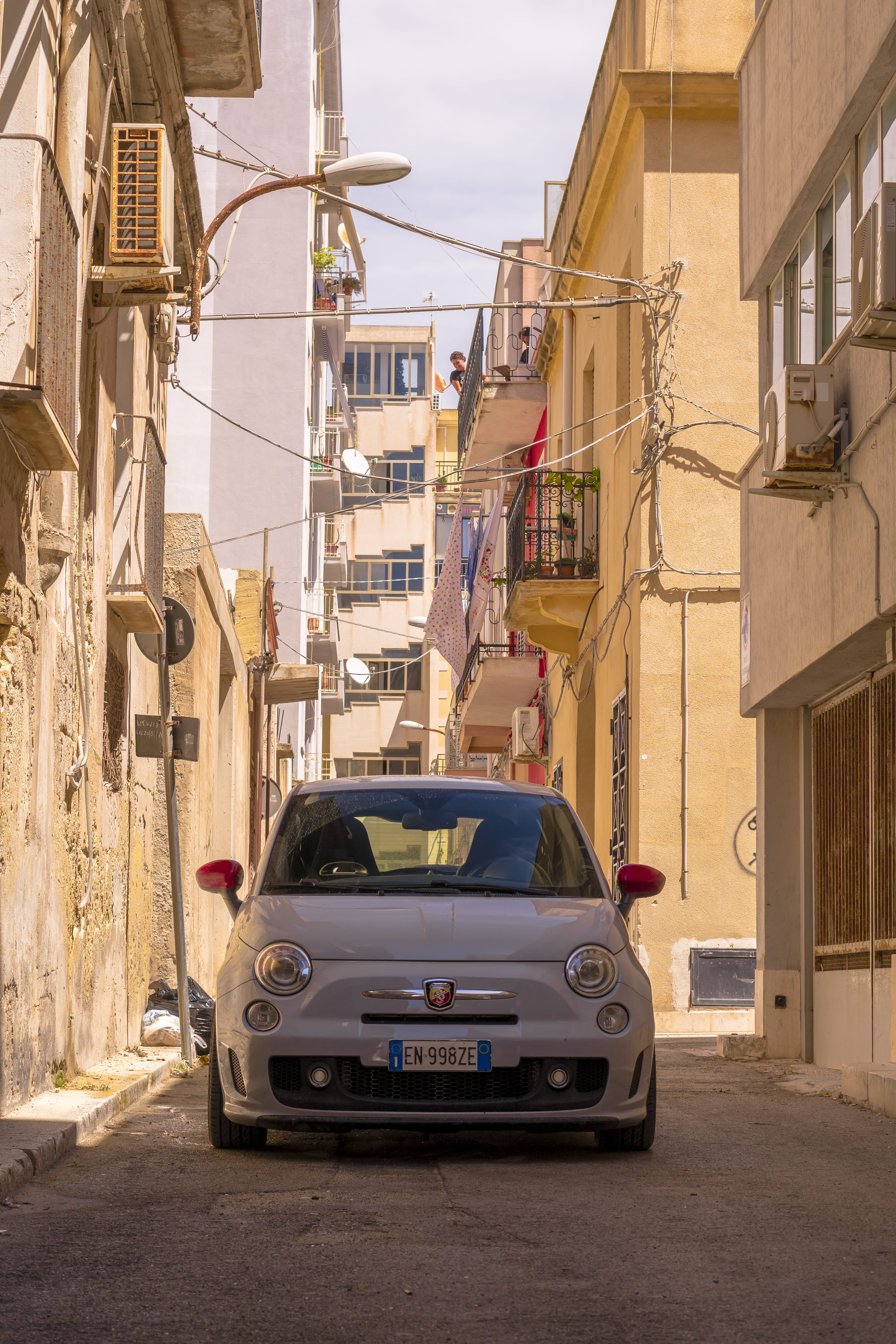 abarth, car, city, built structure, house, no people, residential district, 5K, day, outdoors, trapani, sicily, 500, mode of transportation, nature, motor vehicle, Phone HD Wallpaper