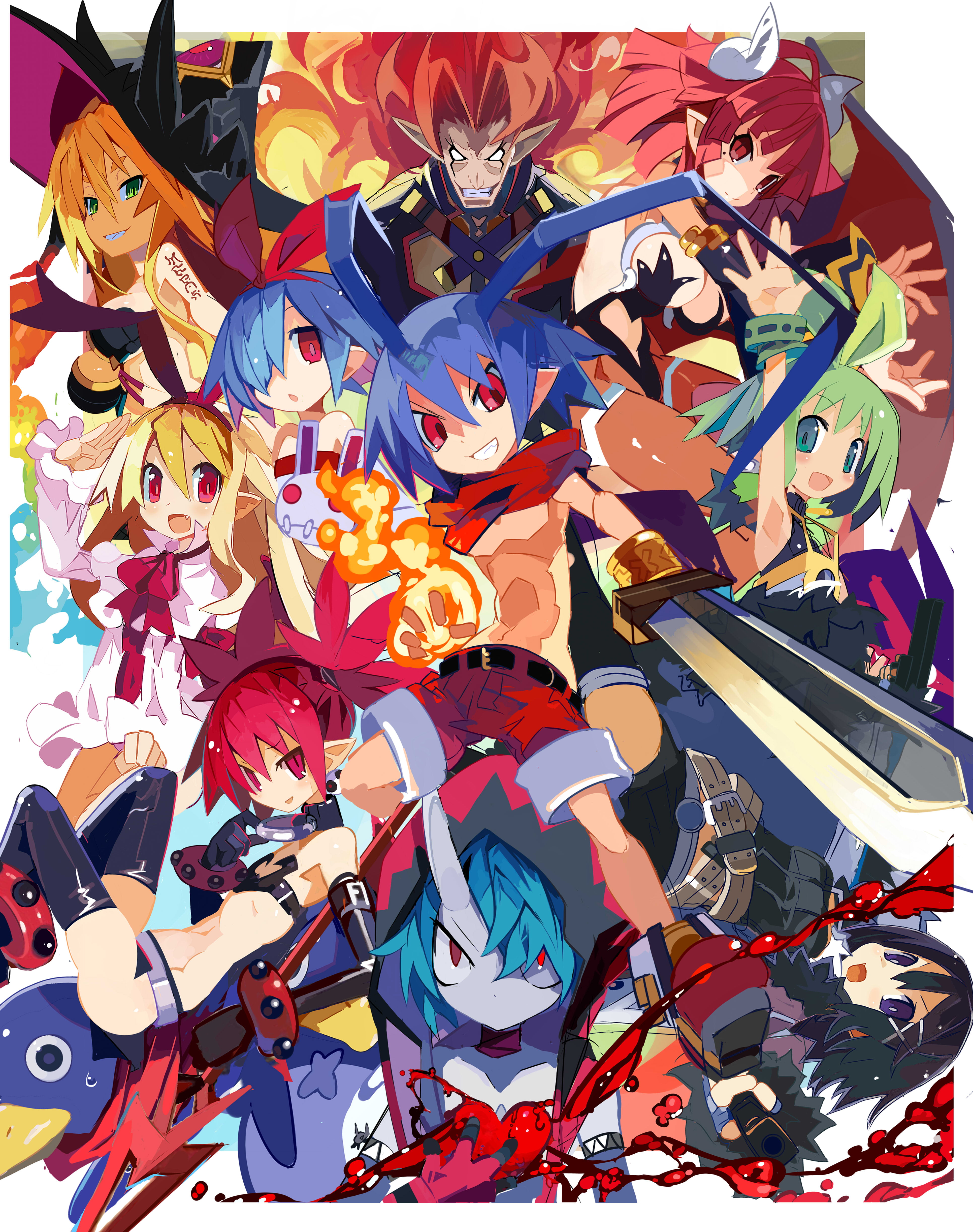 Makai Senki Disgaea, 4K, Disgaea, simple background, Miyakawa106, Etna, Laharl, anime, vertical, anime girls, Phone HD Wallpaper