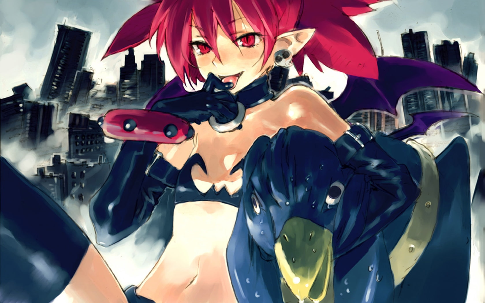 tail, red, anime, etna, art, 720P, wings, hot, x, girls, Disgaea, vector, hd, eyes, HD Wallpaper