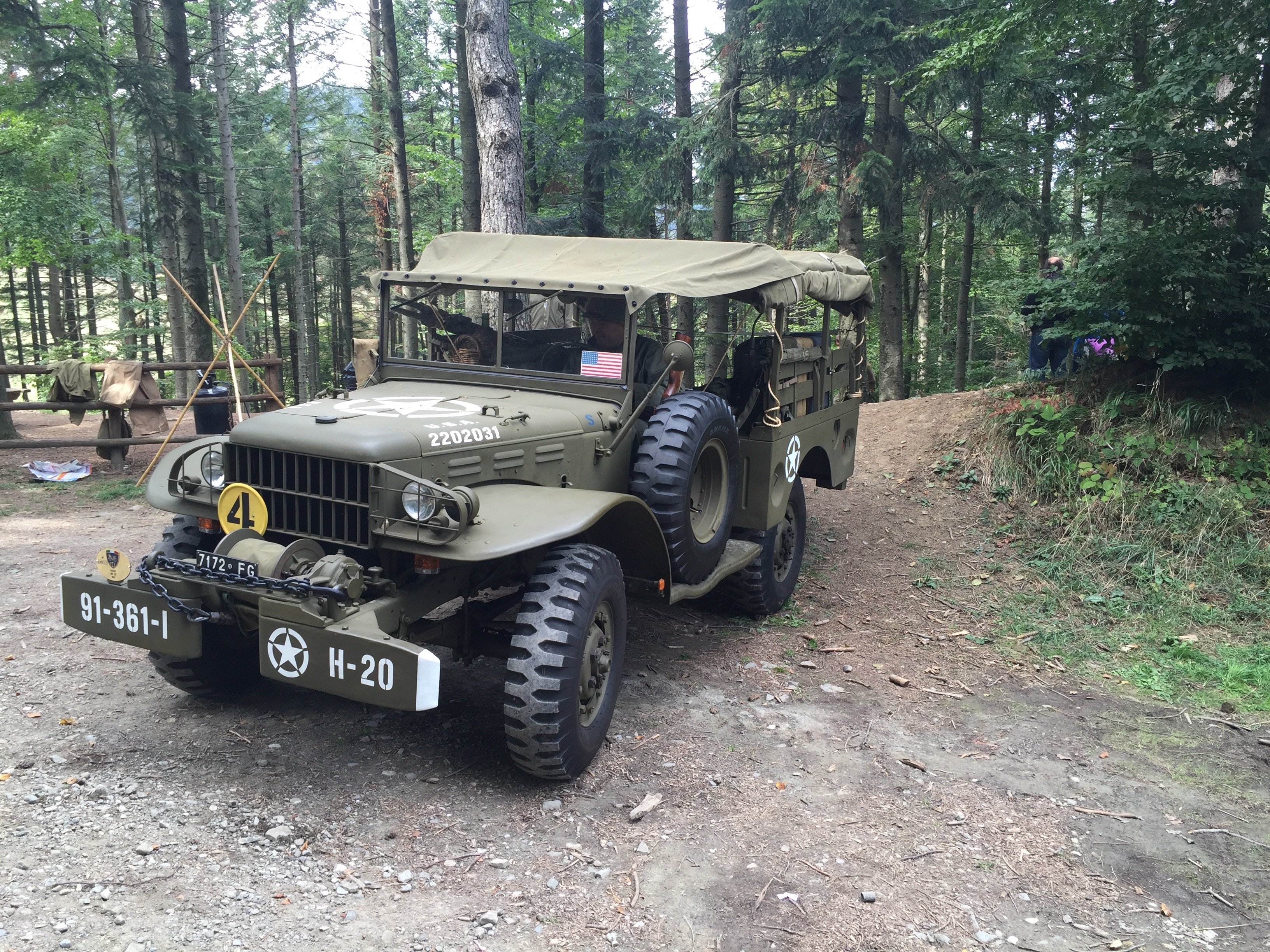 jeep, motor vehicle, army, land, land vehicle, no people, outdoors, tire, nature, second war, forest, growth, reenactments, field, wheel, transportation, HD Wallpaper
