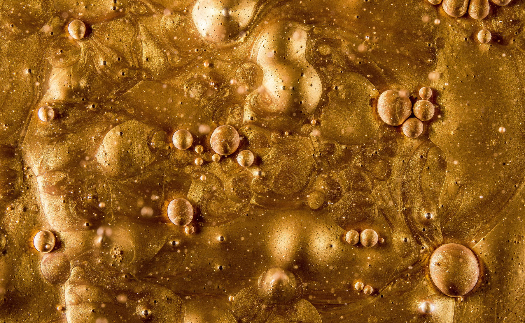 shining, metal, bubble, liquid, 720P, yellow, gold, abstract, HD Wallpaper