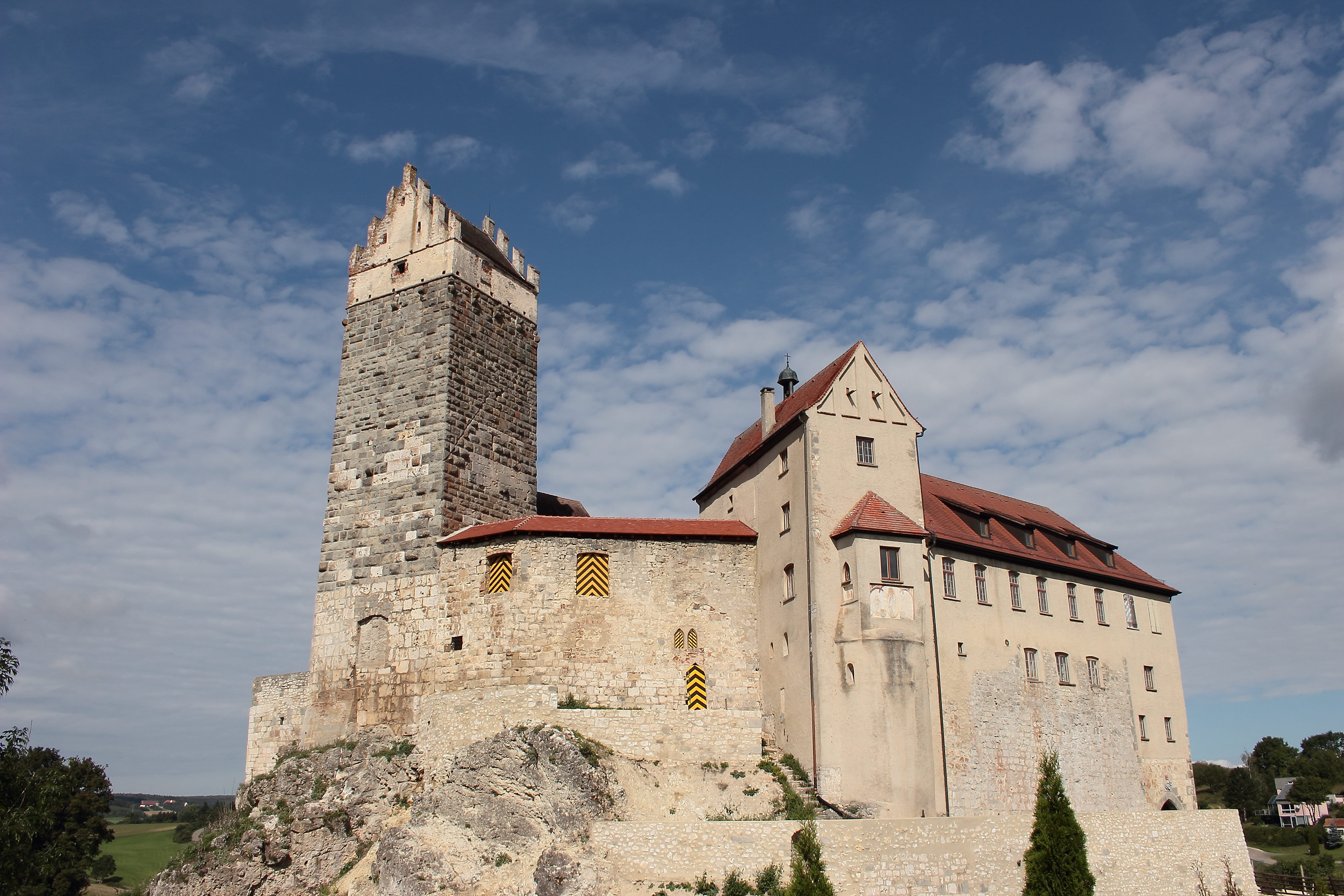 medieval, day, Castle, oberdischingen, europe, architecture And Buildings, clock, cloud - sky, fort, knights castle, famous Place, built structure, baden württemberg, HD Wallpaper