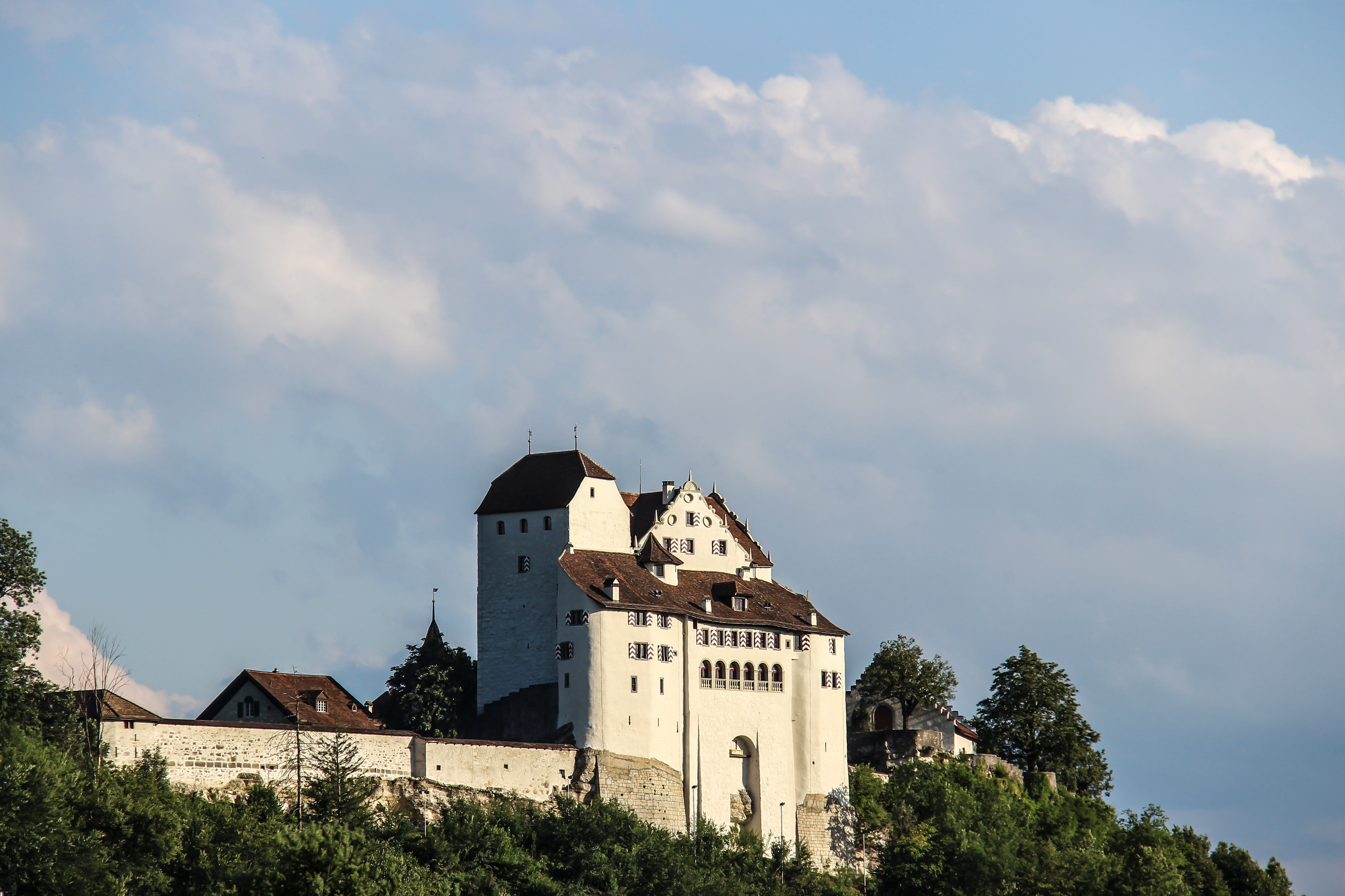 tourist destination, building, the past, 4K, sky, famous Place, europe, cloud - sky, wildegg, building exterior, switzerland, fortress, place of worship, HD Wallpaper