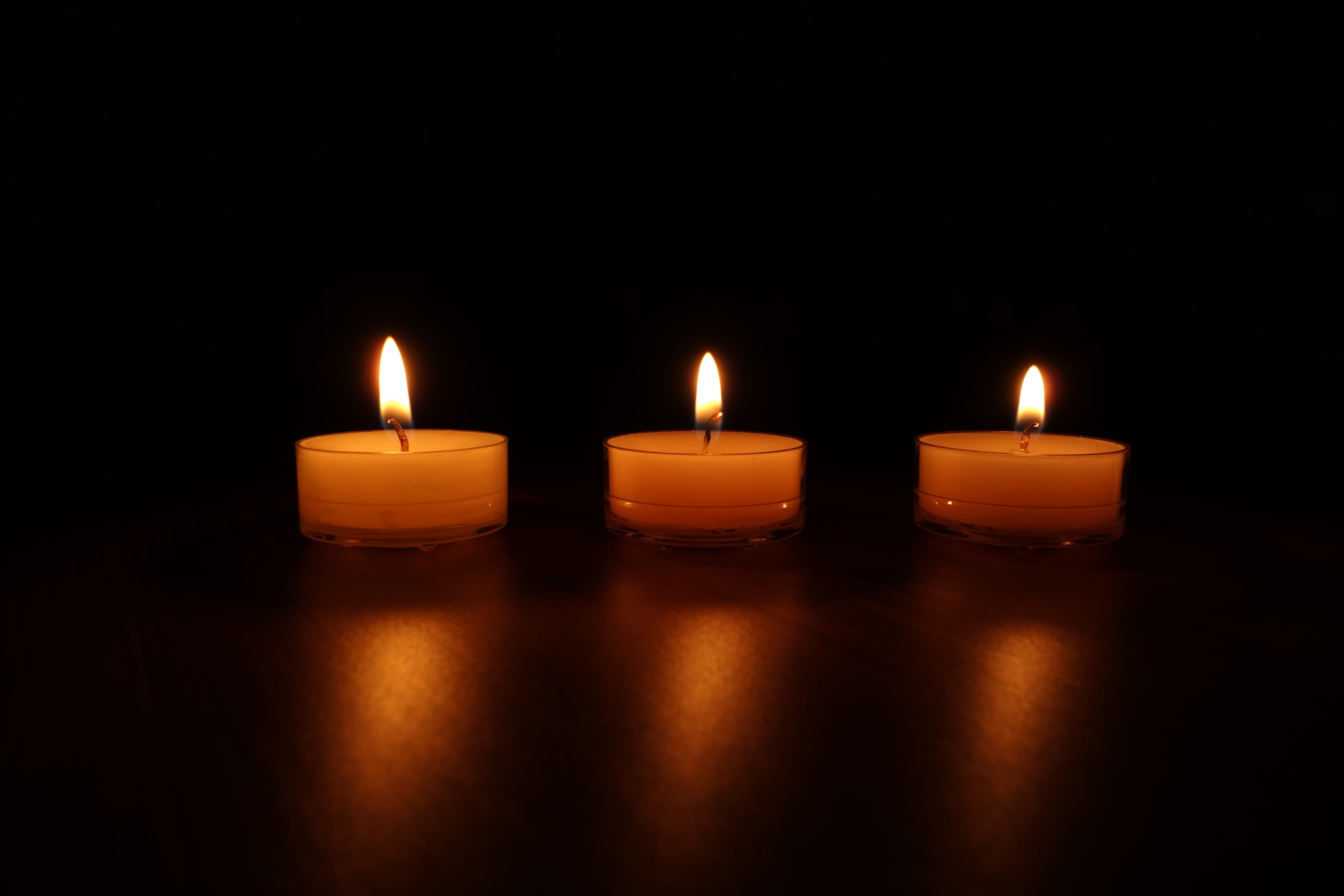 yellow, no people, windlight, motif, flame, three, side by side, tea lights, hot, heat - temperature, fire - natural phenomenon, domestic room, mood, close-up, HD Wallpaper