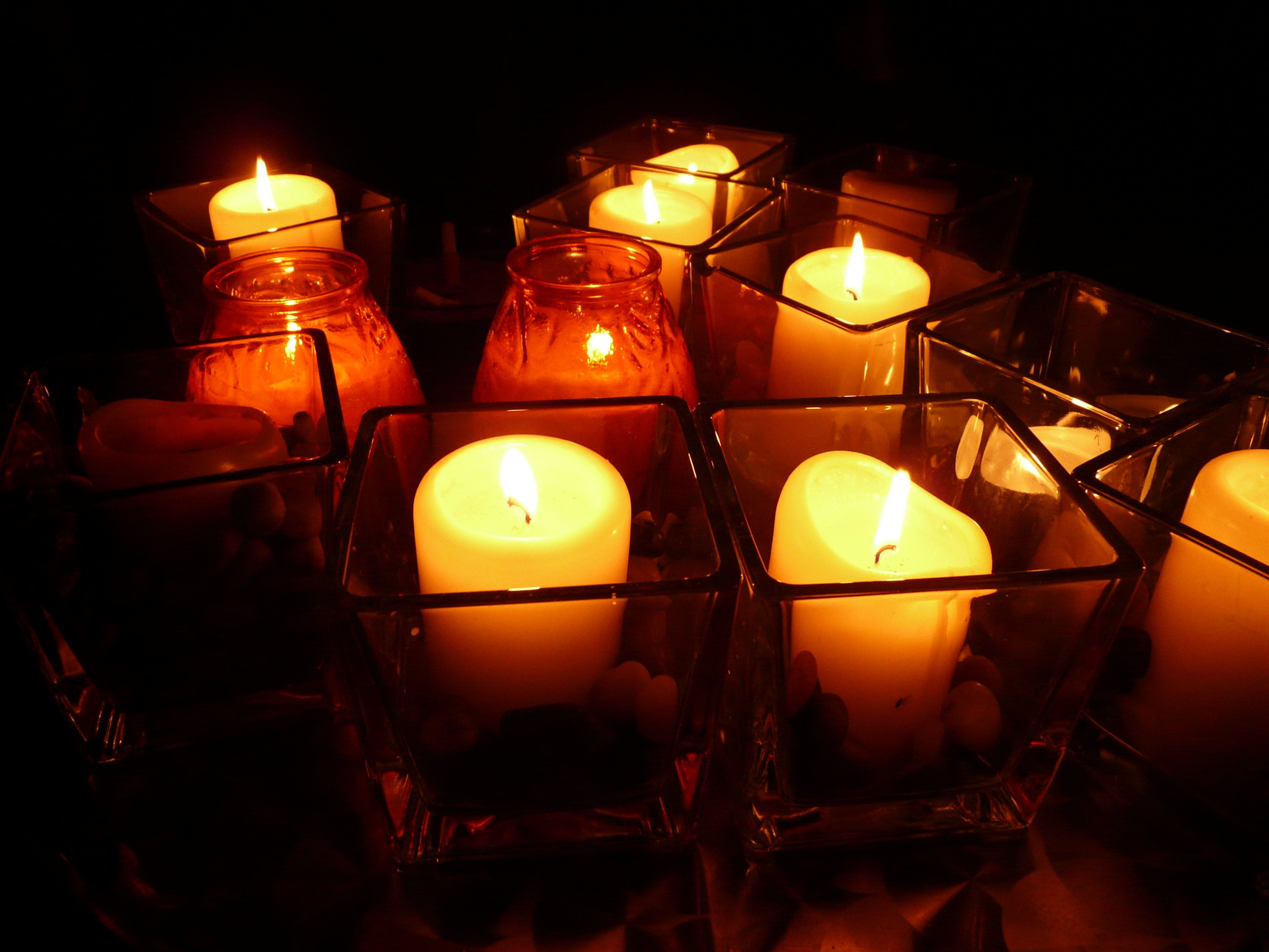 romance, glass - material, flame, indoors, illuminated, fire, glass, fire - natural phenomenon, night, dark, 2K, darkness, windlight, burning, heat, glowing, HD Wallpaper