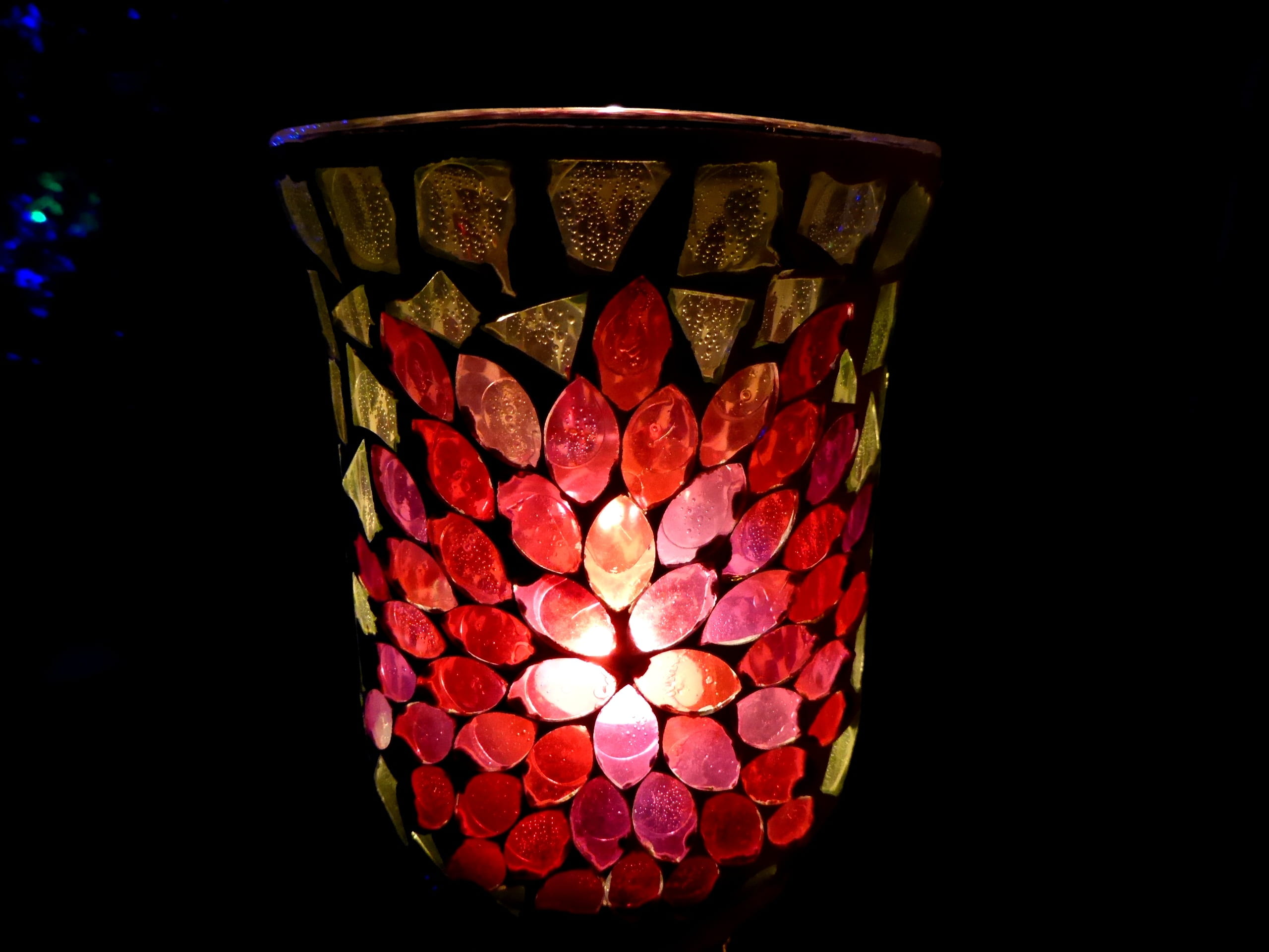 floral pattern, indoors, glass, dark, close-up, romance, candlelight, mood, lighting equipment, night, romantic, lantern, multi colored, windlight, ornate, HD Wallpaper