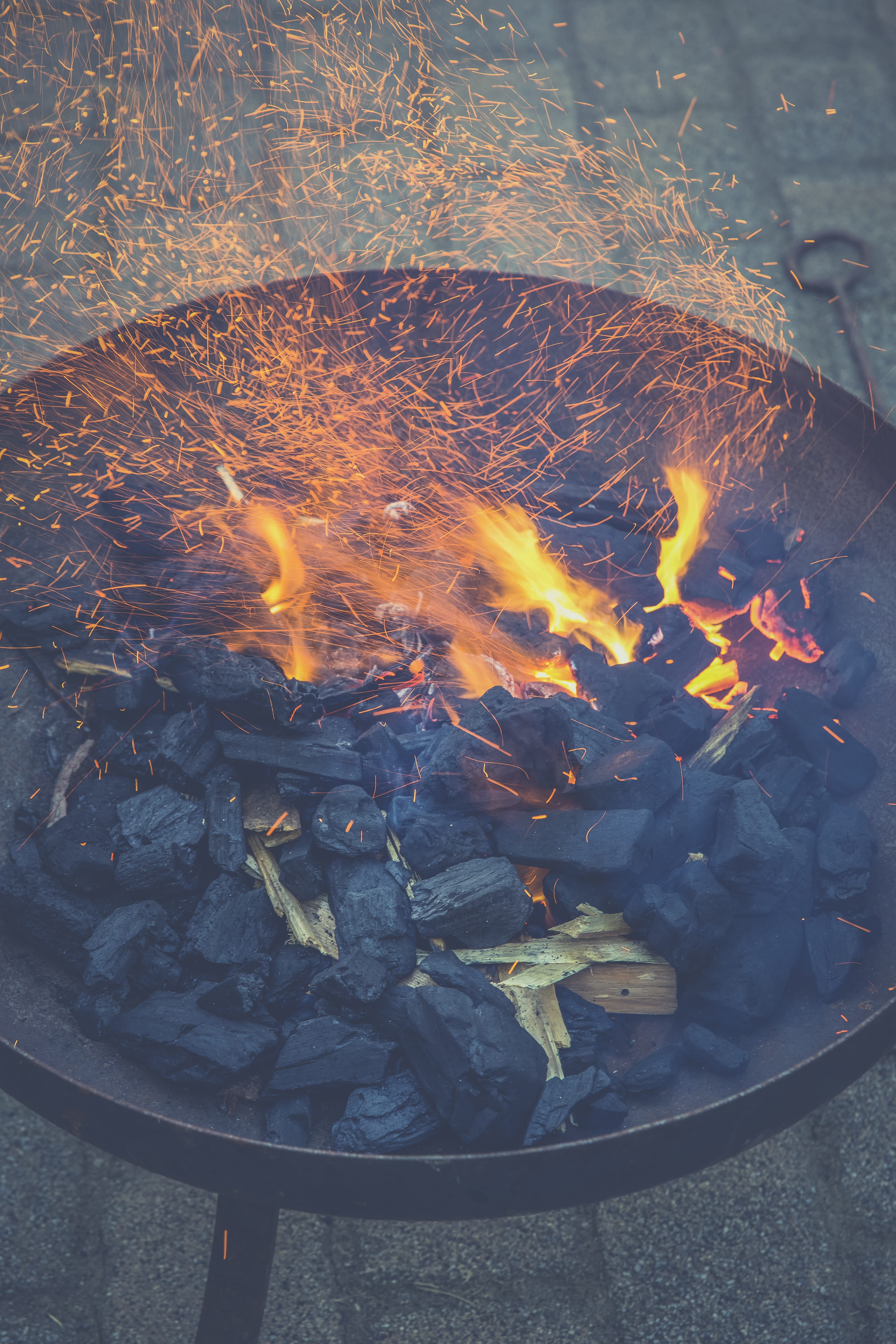 at night, firewood, glowing, heat, burn, flame, hot, grill flares, heat - temperature, fire pit, fire bowl, wood, orange color, bonfire, fire, garden, camping, Phone HD Wallpaper