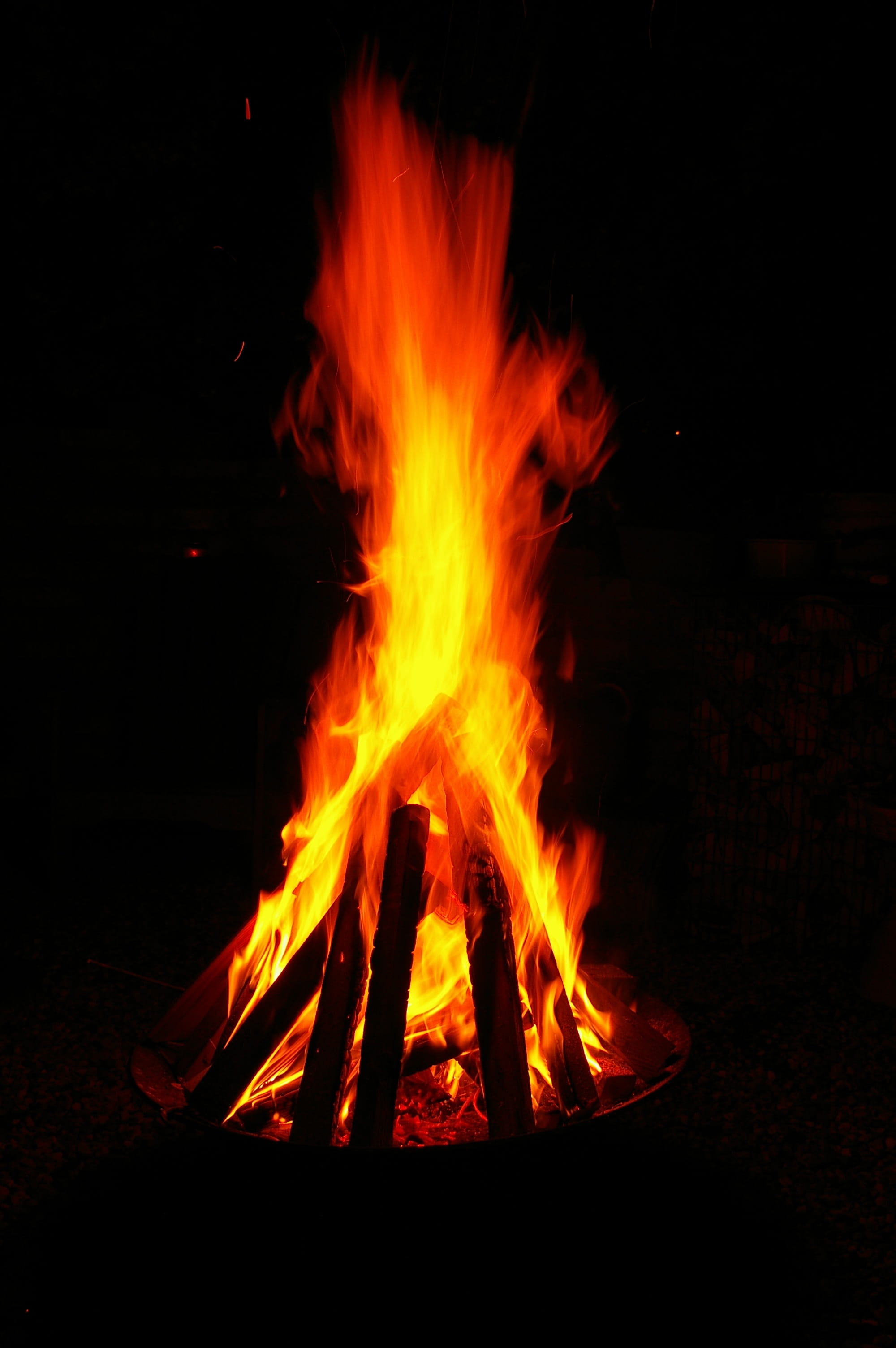 kindle, bonfire, no people, at night, outdoors, night, firewood, Burn, grill, orange color, charcoal, flame, glowing, celebration, heat - temperature, summer, Phone HD Wallpaper