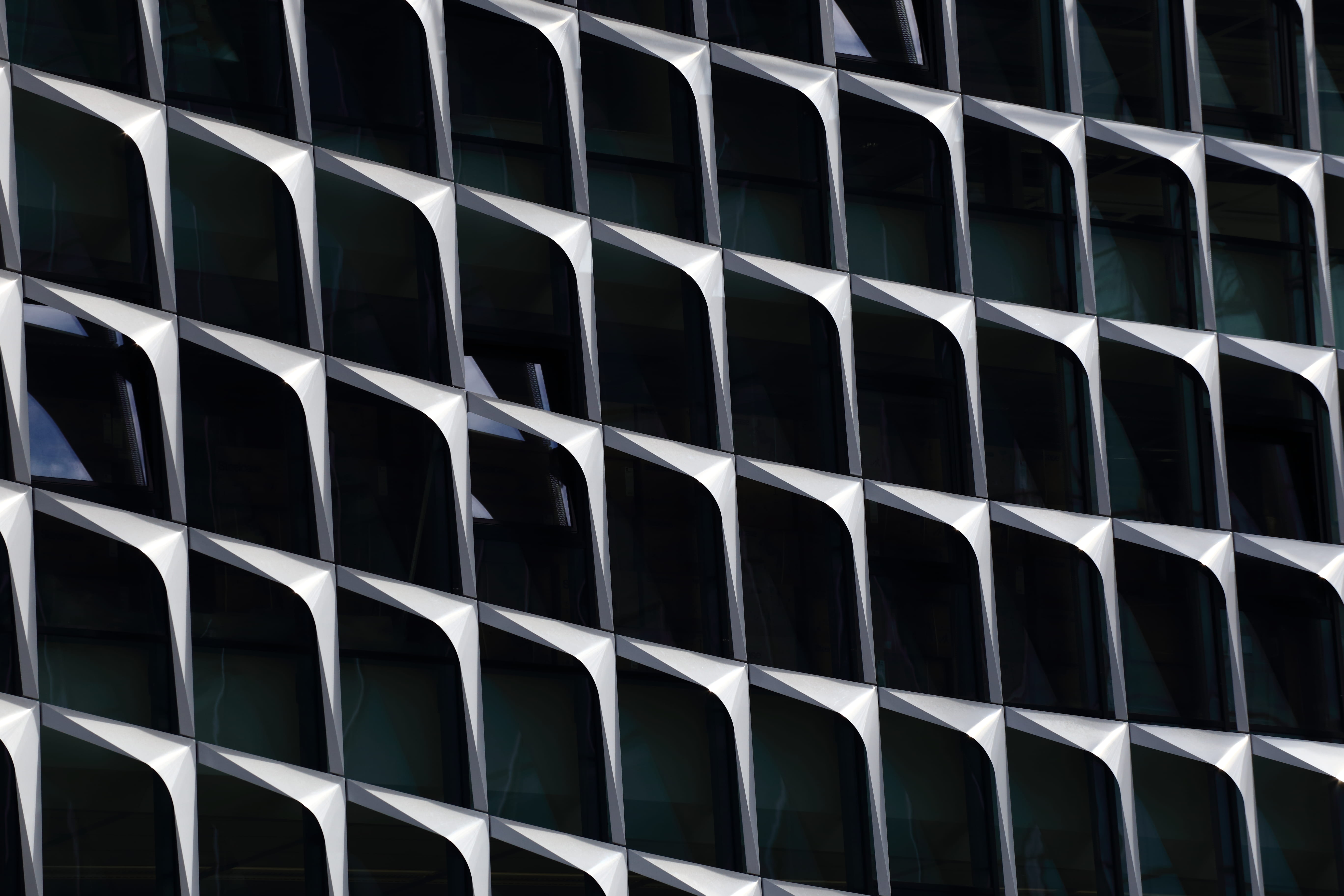 shape, building exterior, in a row, architecture, geometric shape, torii, security, bus, transportation, day, contrast, abstract, vehicle, office building exterior, HD Wallpaper