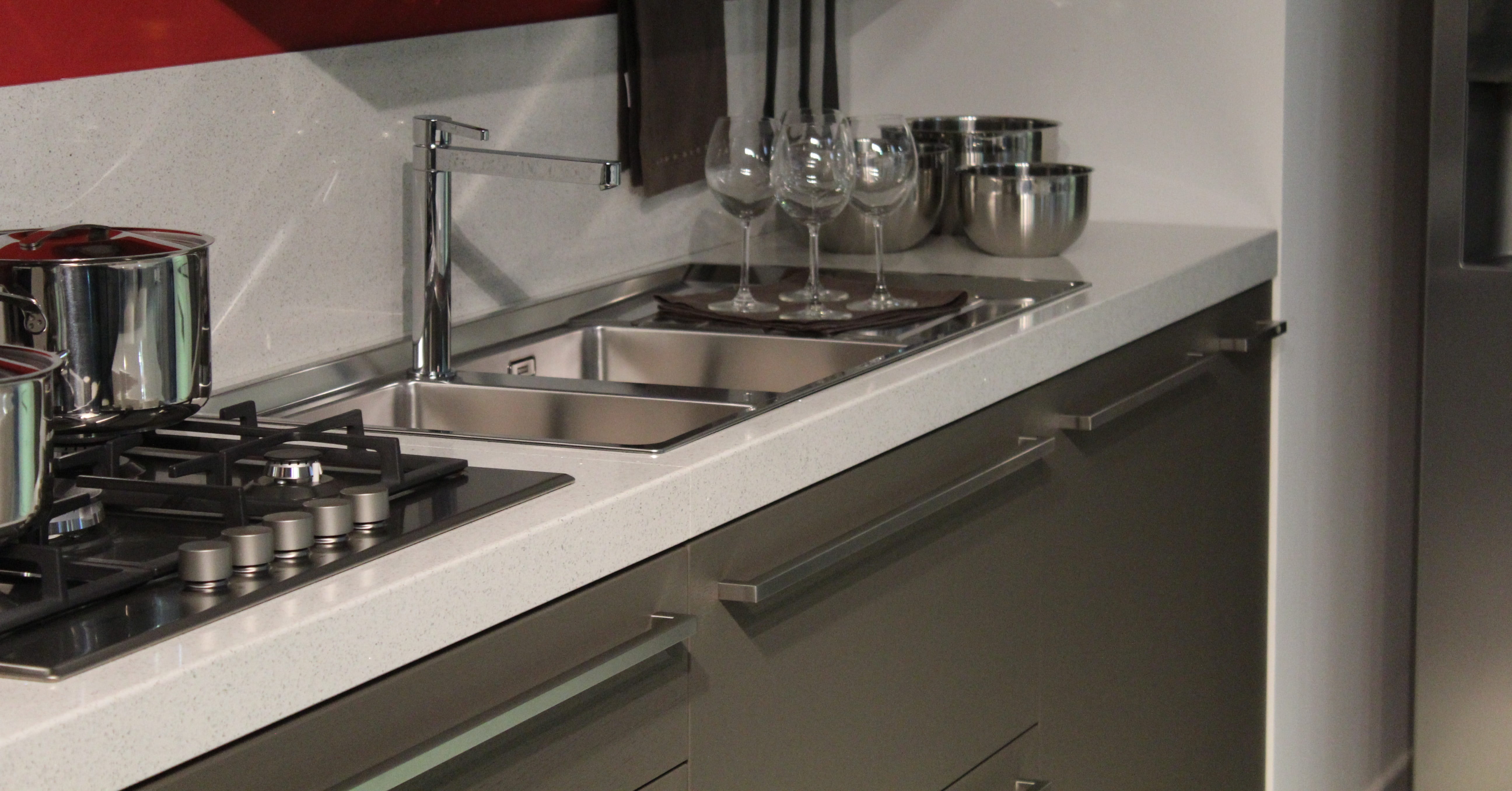 stainless steel, modern kitchen, household equipment, kitchen, domestic room, arredo, metal, sink, modern, luxury, apartment, furniture, hygiene, 5K, faucet, HD Wallpaper