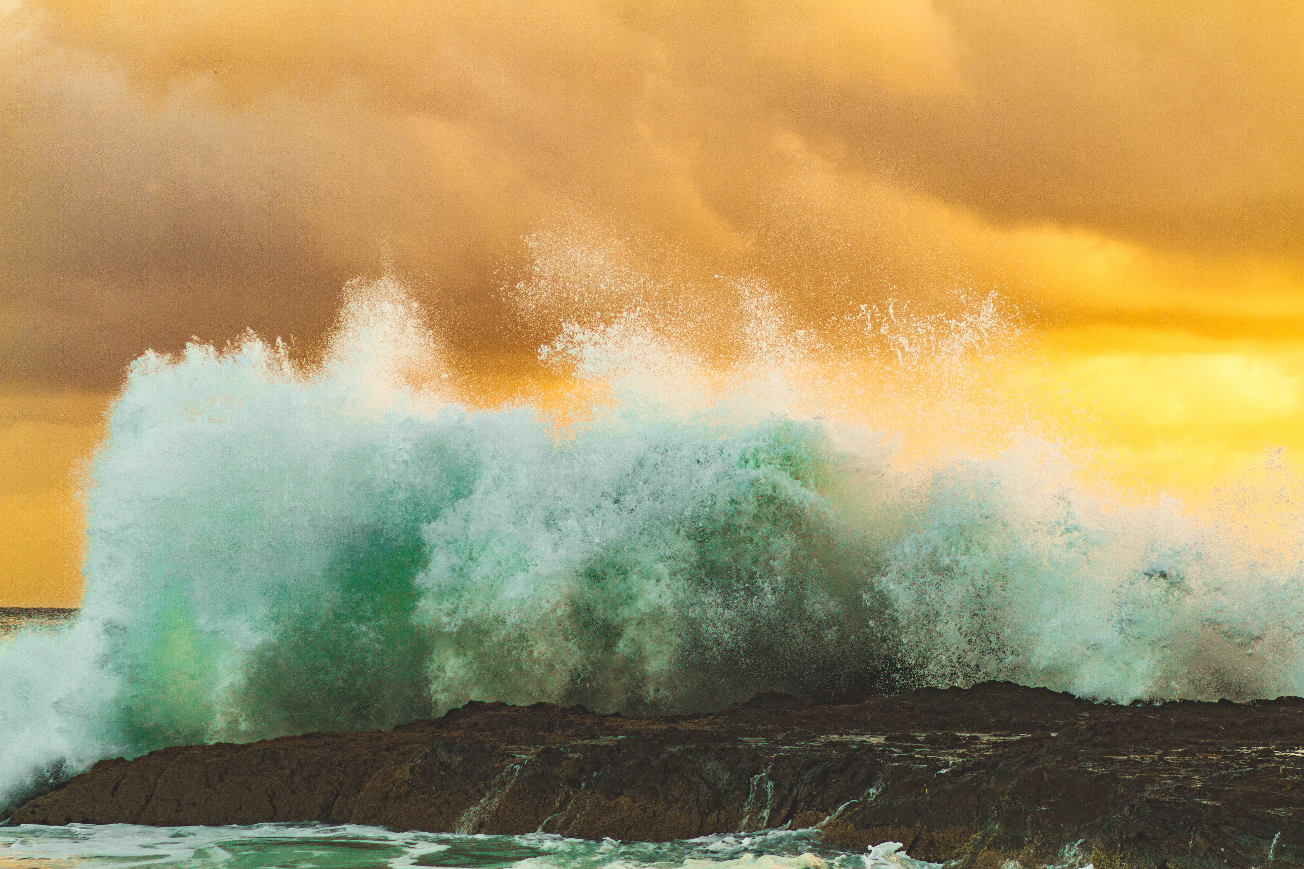 smoke - physical structure, wave, no people, scenics - nature, travel destinations, warning sign, exploding, geology, beauty in nature, motion, power in nature, HD Wallpaper