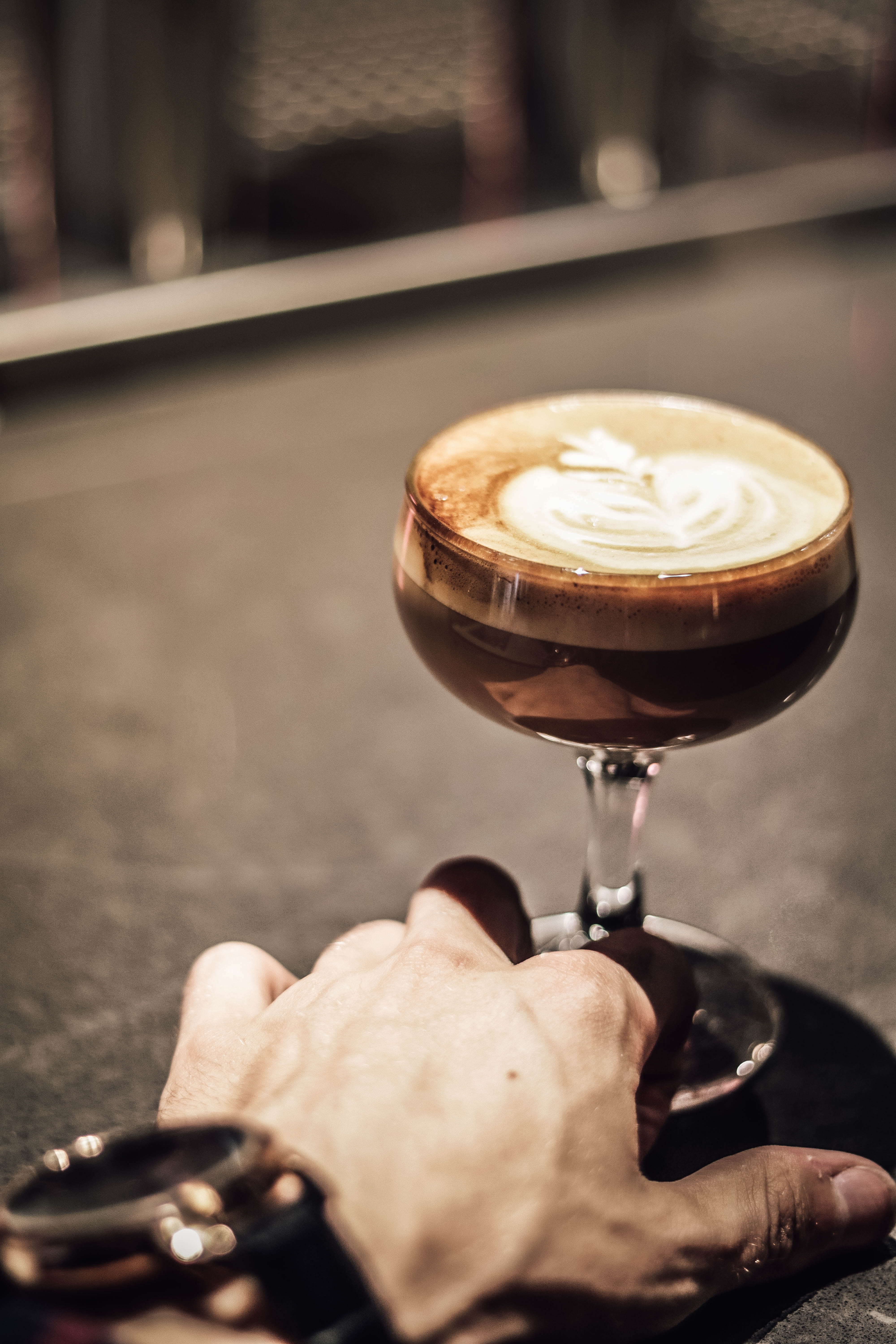 cortado, glass, watch, food and drink, holding, 5K, coffee, coffee - drink, wine, close-up, red wine, latte, denver, hand, human body part, still life, Phone HD Wallpaper