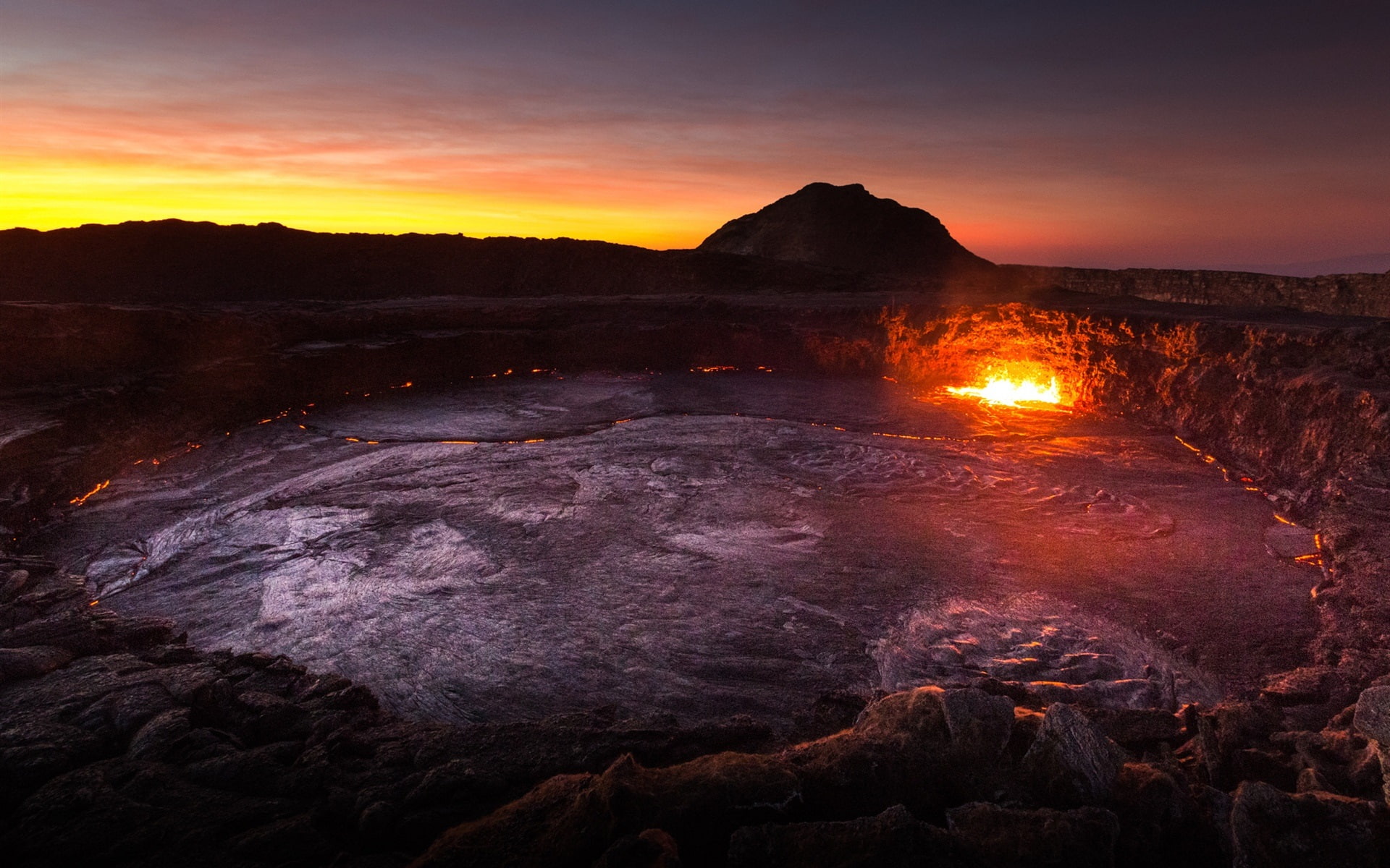 1080P, dawn, africa, lava, ethiopia, volcano, mountains, HD Wallpaper